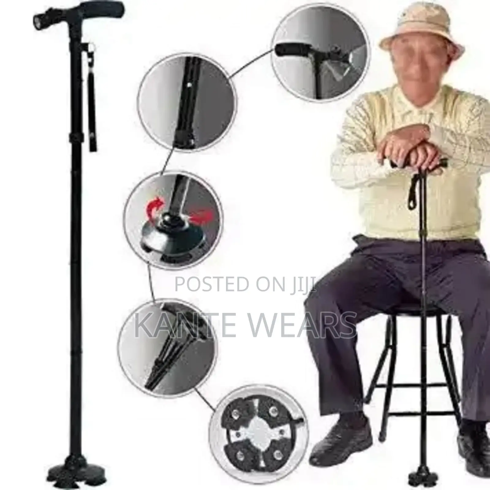 Foldable Walking Cane With Built-in Led Light