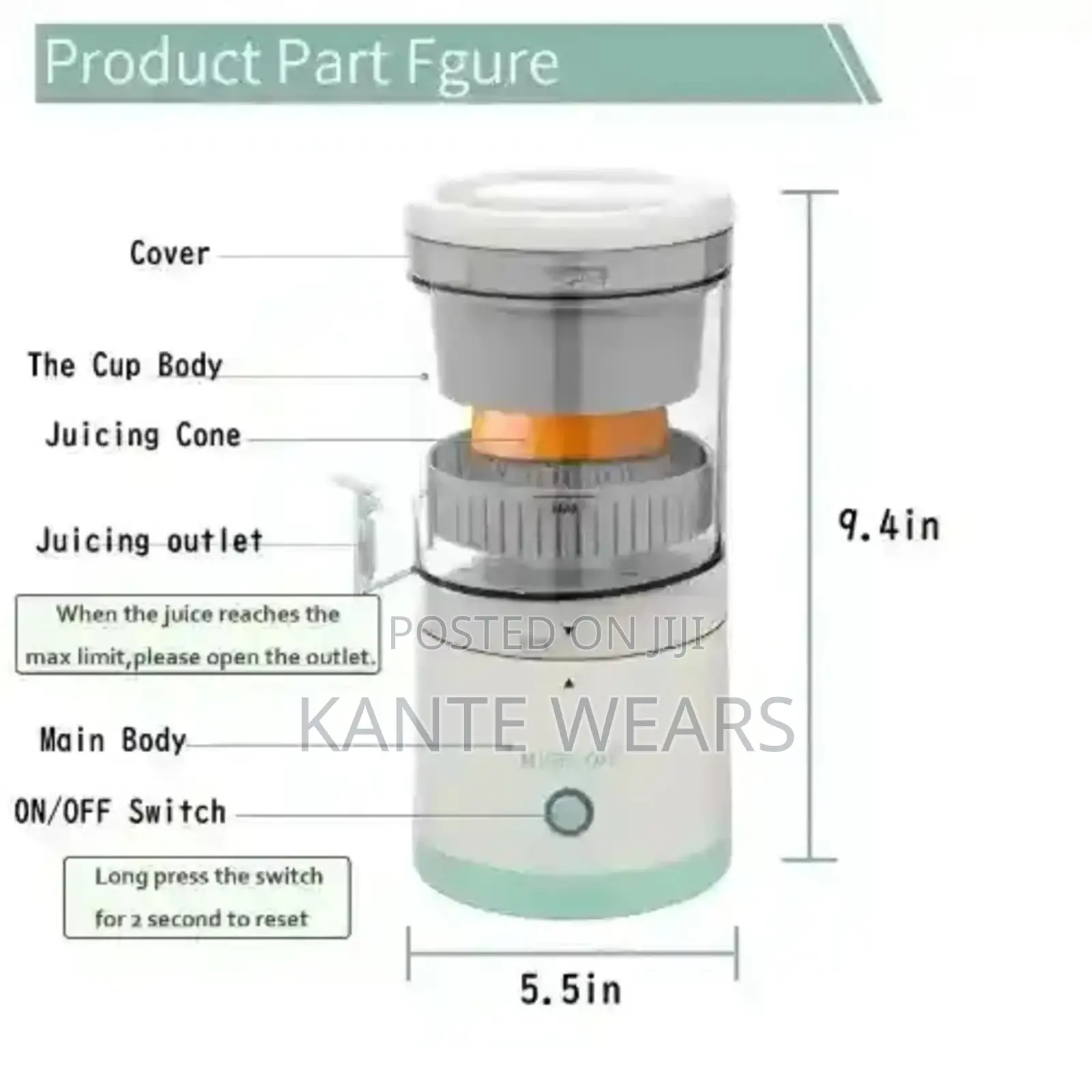 Electric Citrus and Fruits Juicer - 1200mah