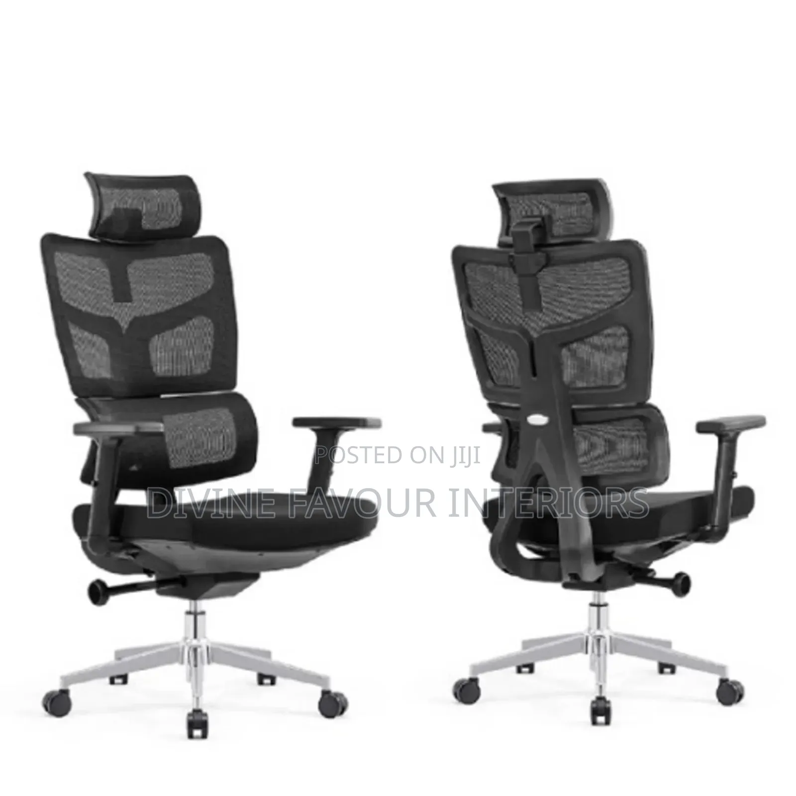 High-Back Ergonomic Swivel Office Chair With Headrest- 1 Piece