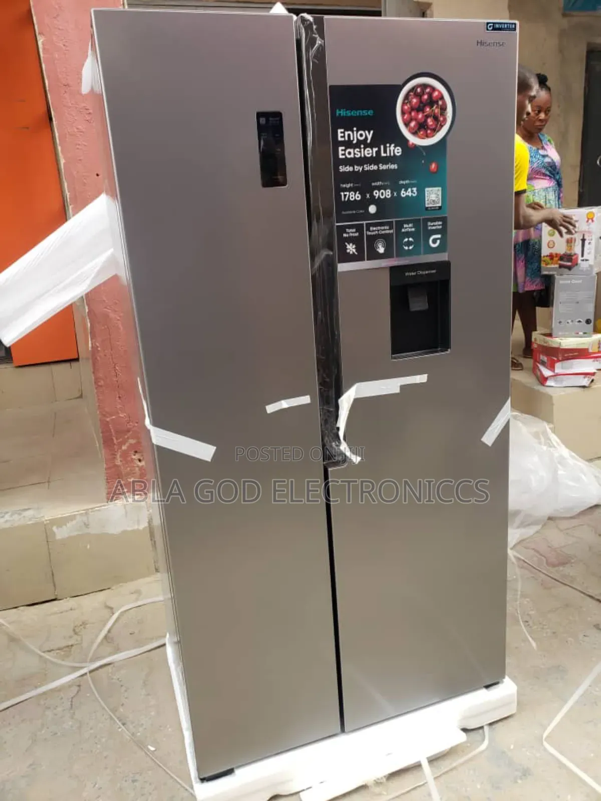 Hisense Refrigerator Side by Side 529l Inverter and Water Dispenser.