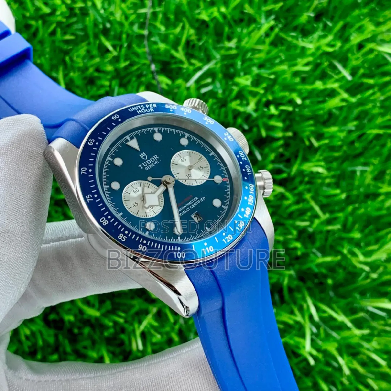 Original Tudor Blue Rubber Strap, Calendar Quartz Watch