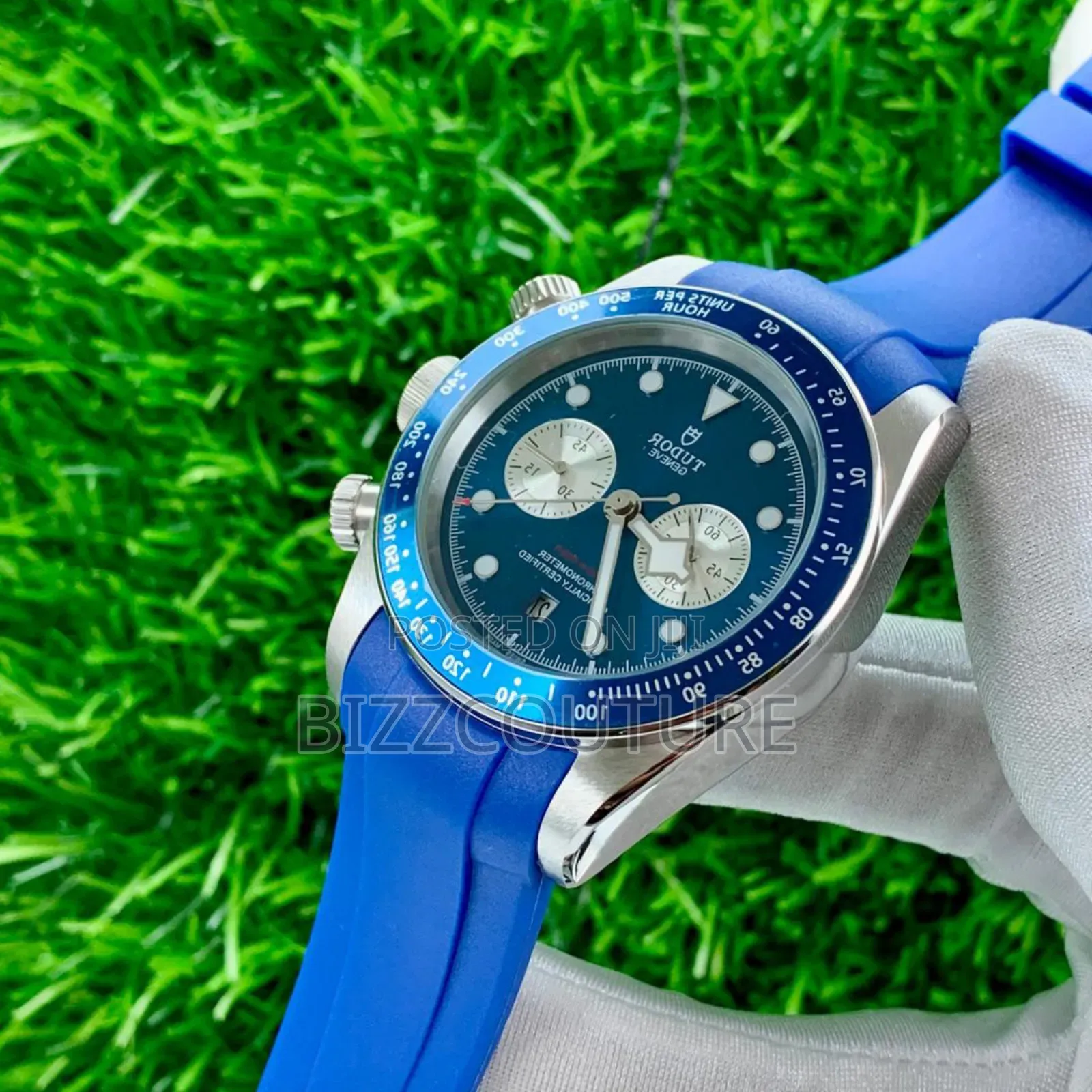 Original Tudor Blue Rubber Strap, Calendar Quartz Watch