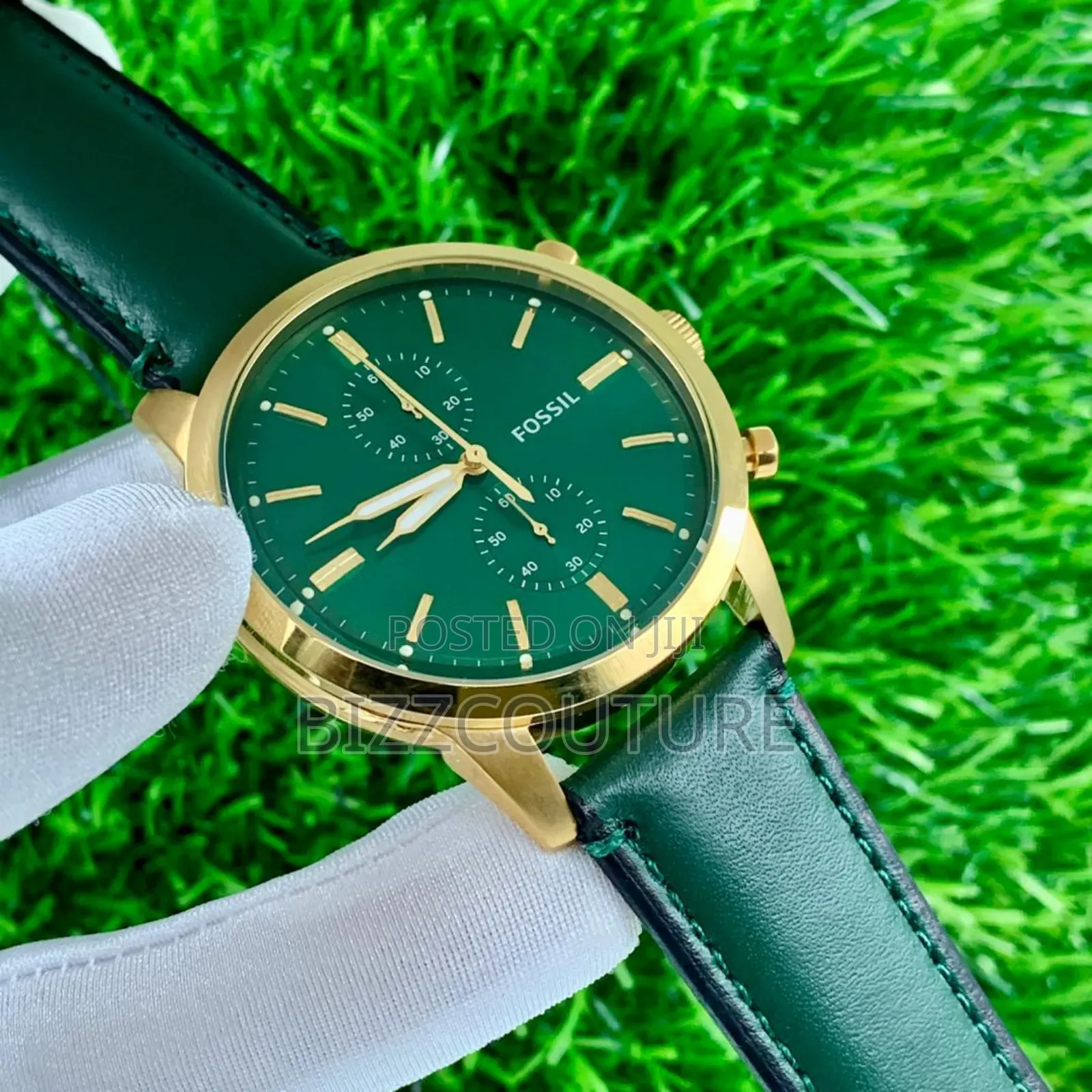 Original Fossil Green Genuine Leather Strap, Quartz Watch