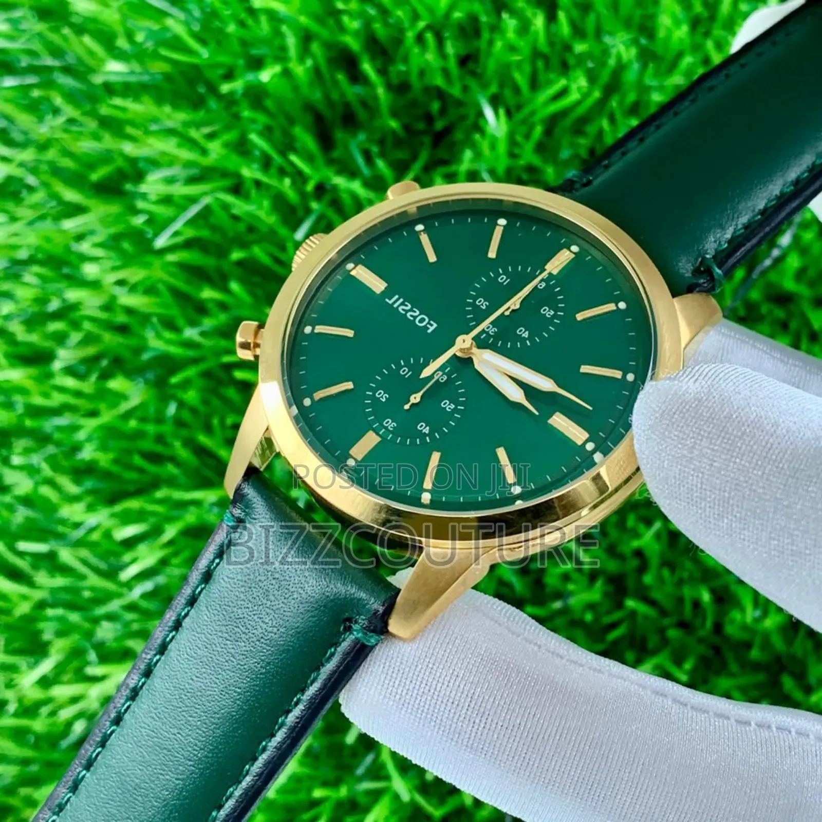 Original Fossil Green Genuine Leather Strap, Quartz Watch