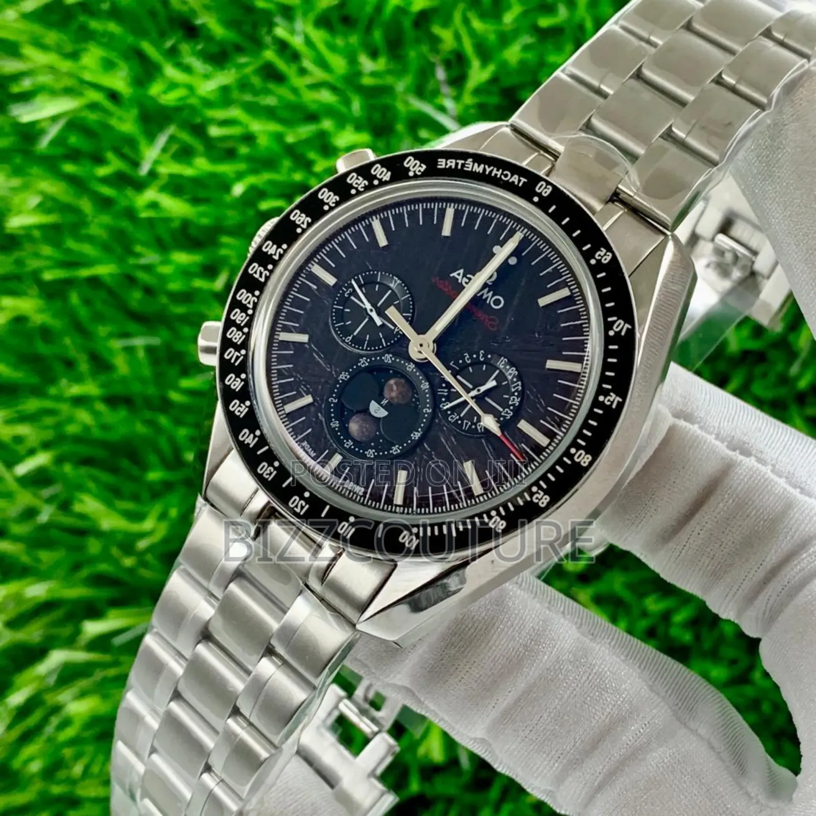 Original Omega Silver Stainless Steel Chronograph Quartz Watch