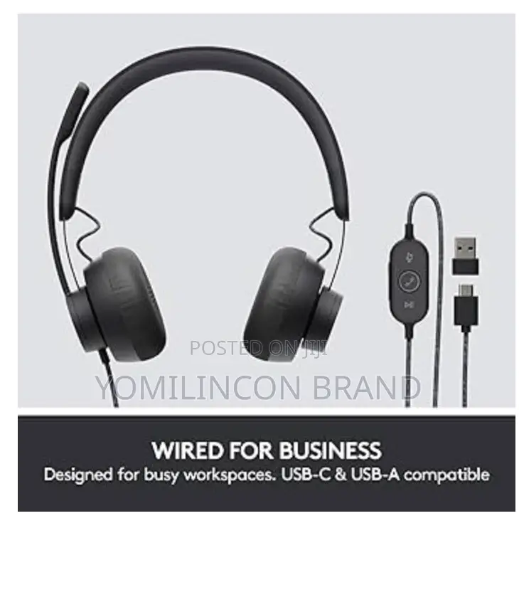 Logitech Zone Wired Noise Cancelling Headset, Usb-C With Usb-A.