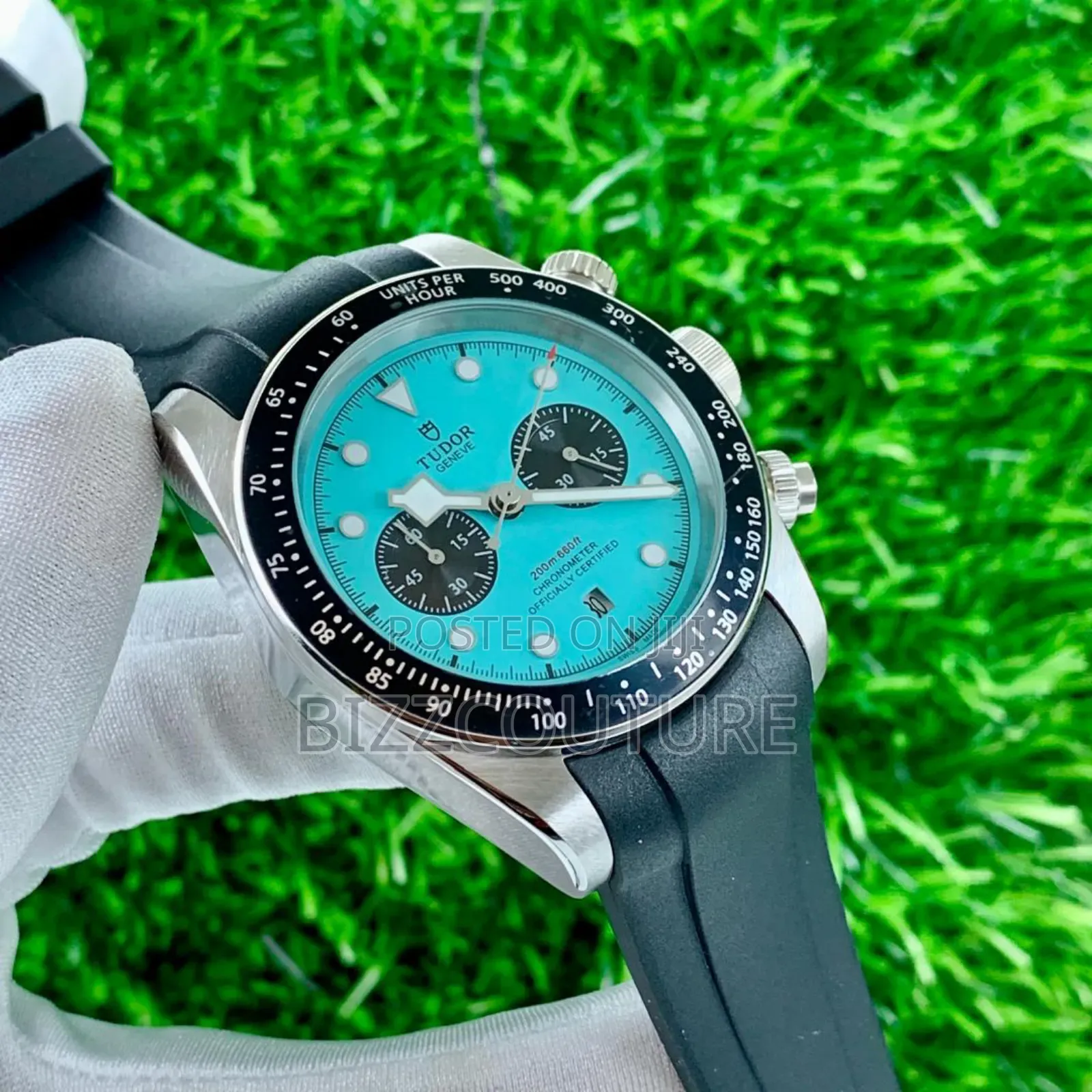 Original Tudor Black Rubber Strap Calendar Quartz Watch