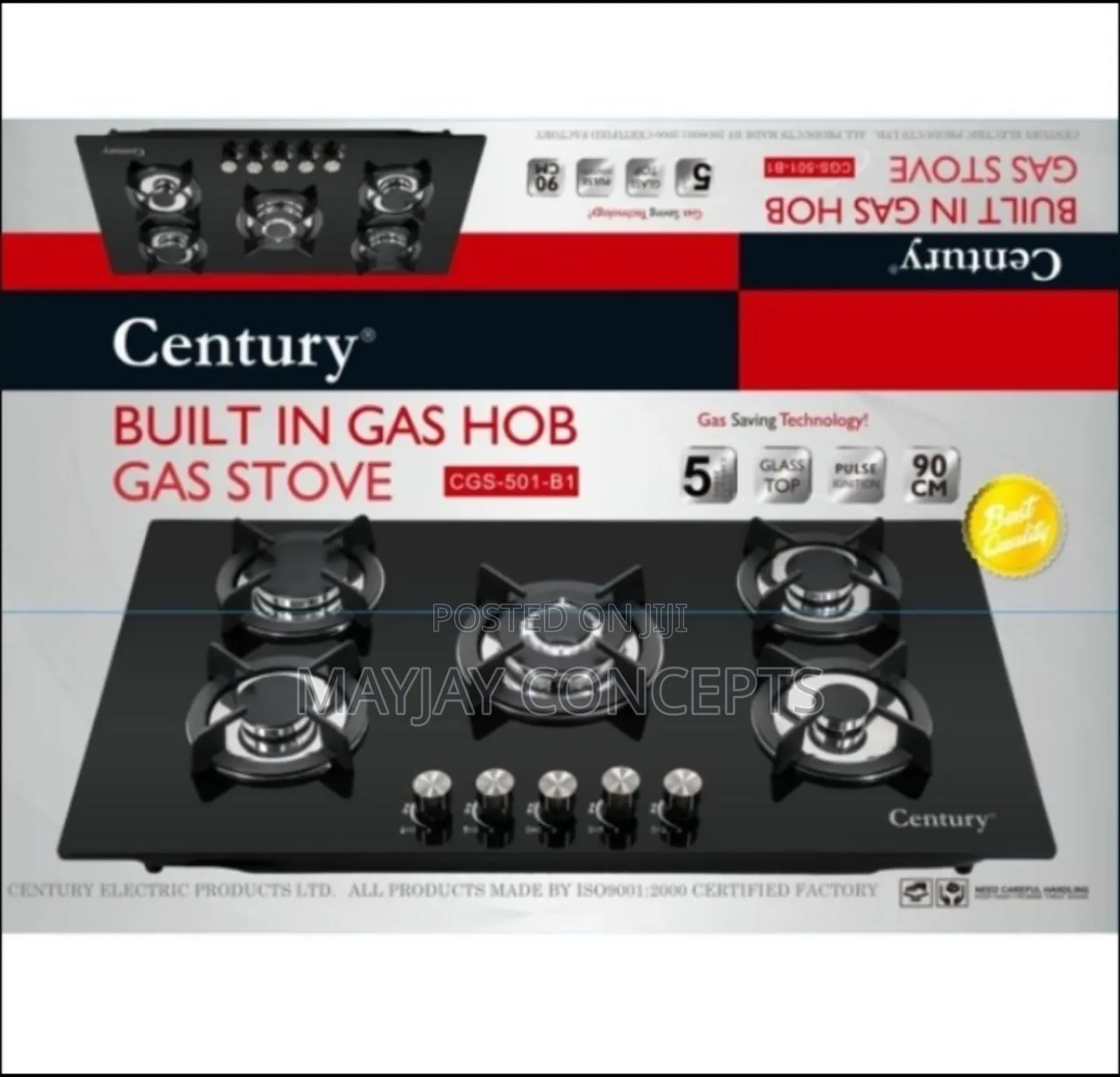 Century 5-Face Cabinet Glass Built-in Gas Hob Gas Stove. CGS-501-B1