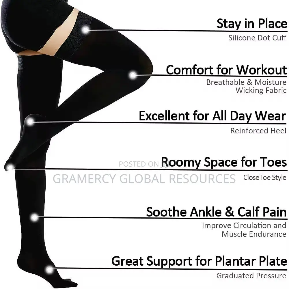 Long Post Op Compression Socks 20-30mmhg Pressure With Non Slip