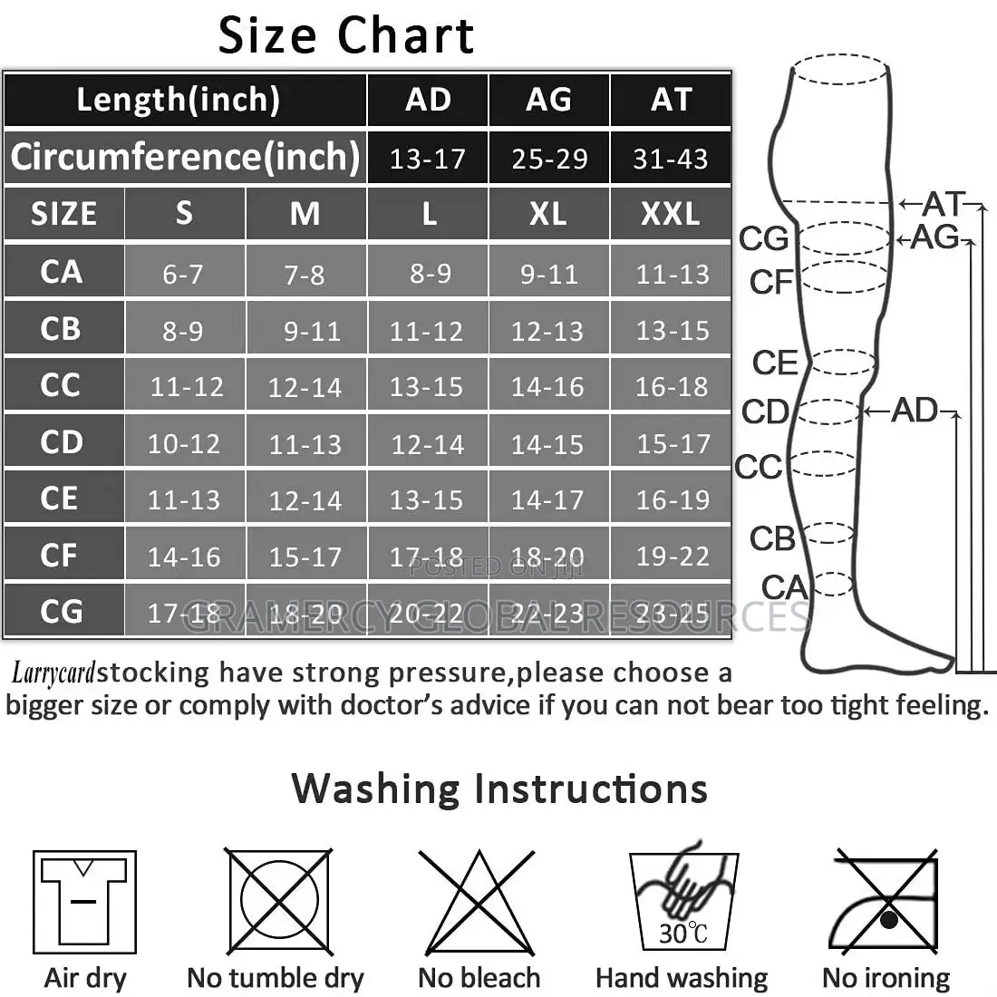 Long Post Op Compression Socks 20-30mmhg Pressure With Non Slip