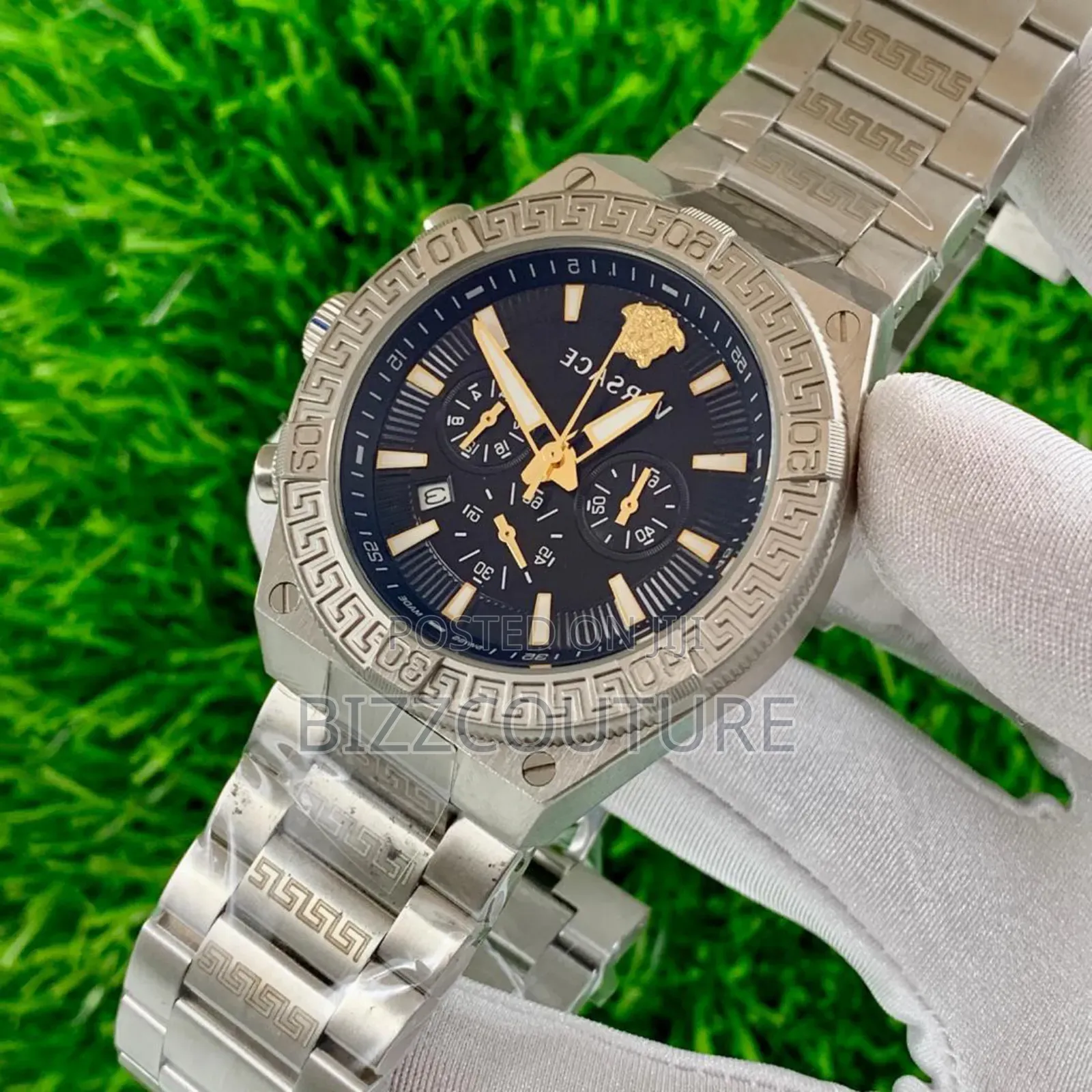 Original Versace Silver Stainless Steel Calendar Quartz Watch