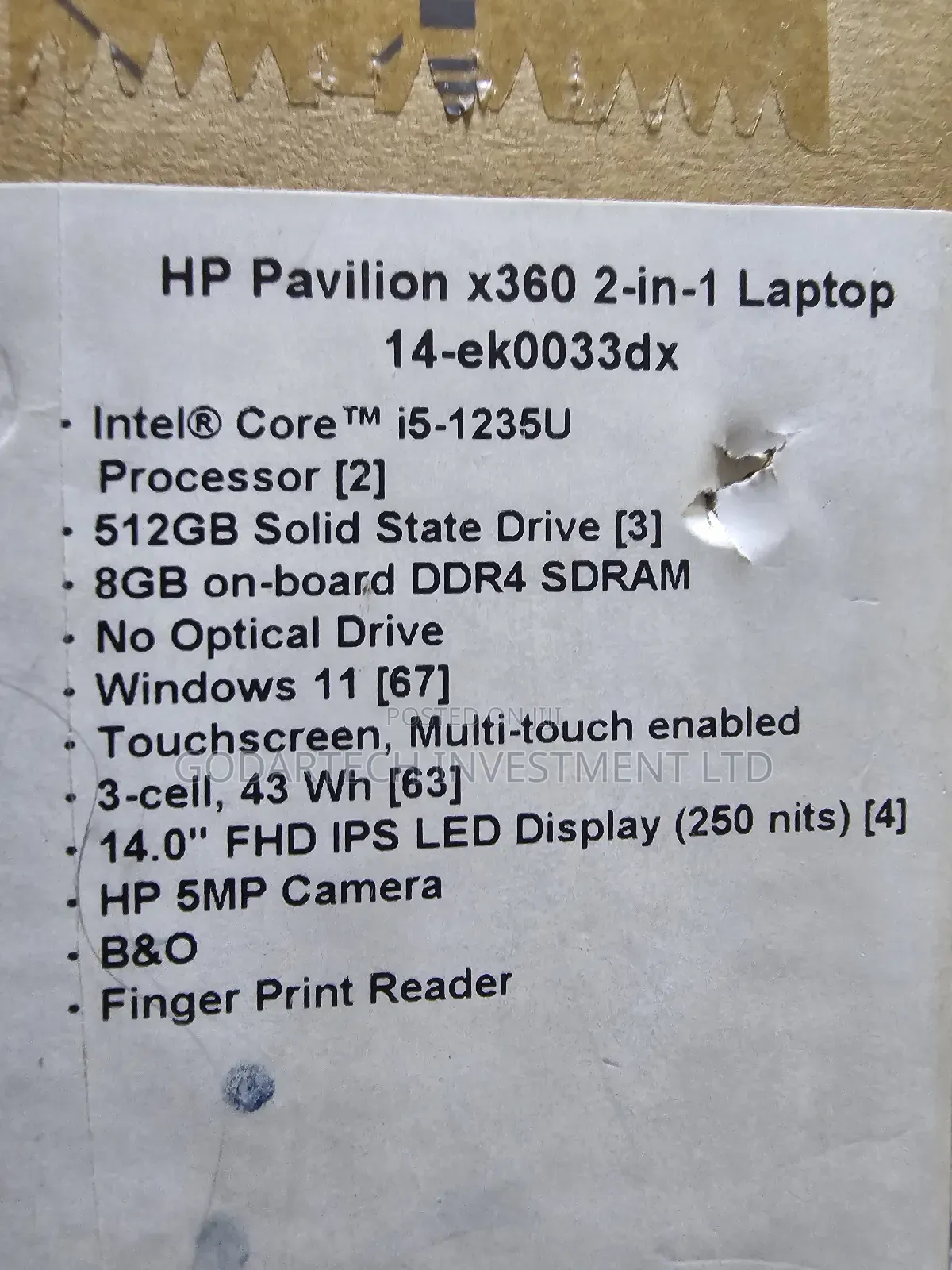 New Laptop HP Pavilion X360 14 8GB Intel Core I5 SSD 1T