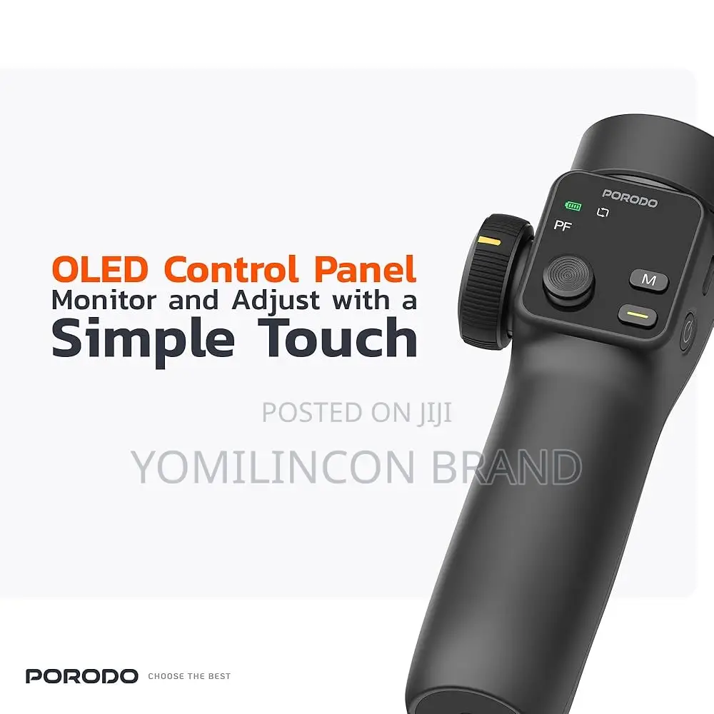Porodo Velocam 3-Axis Gimbal Stabilizer, With Smart Face Tracking,