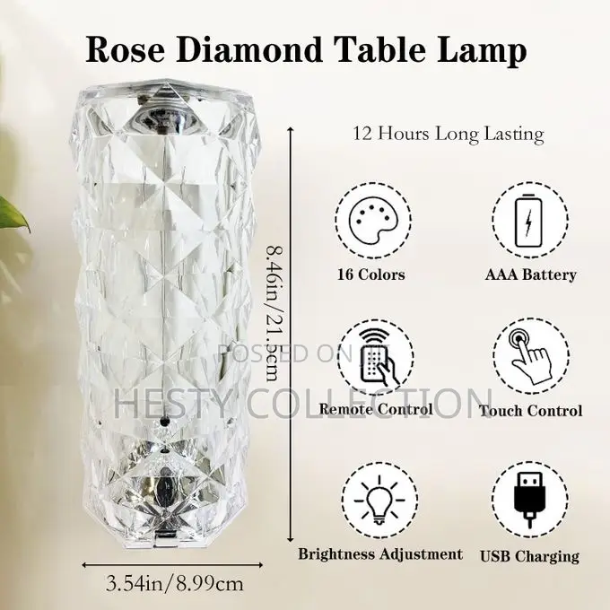 Rechargeable Diamond Bedside Table Lamp Decor