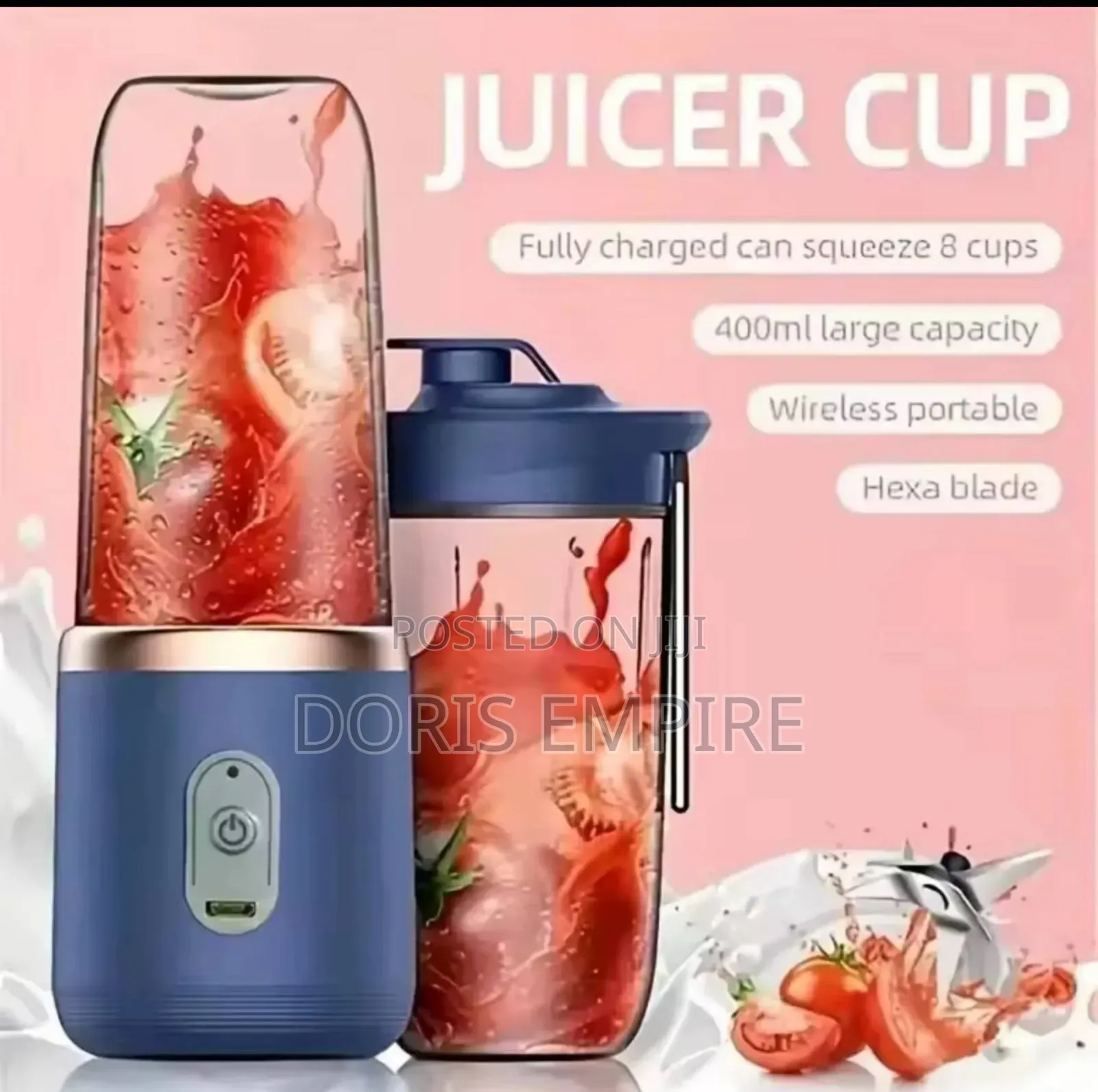 Portable Juice Blender Usb Rechargeable Juicer 6-Blade Juice Cup
