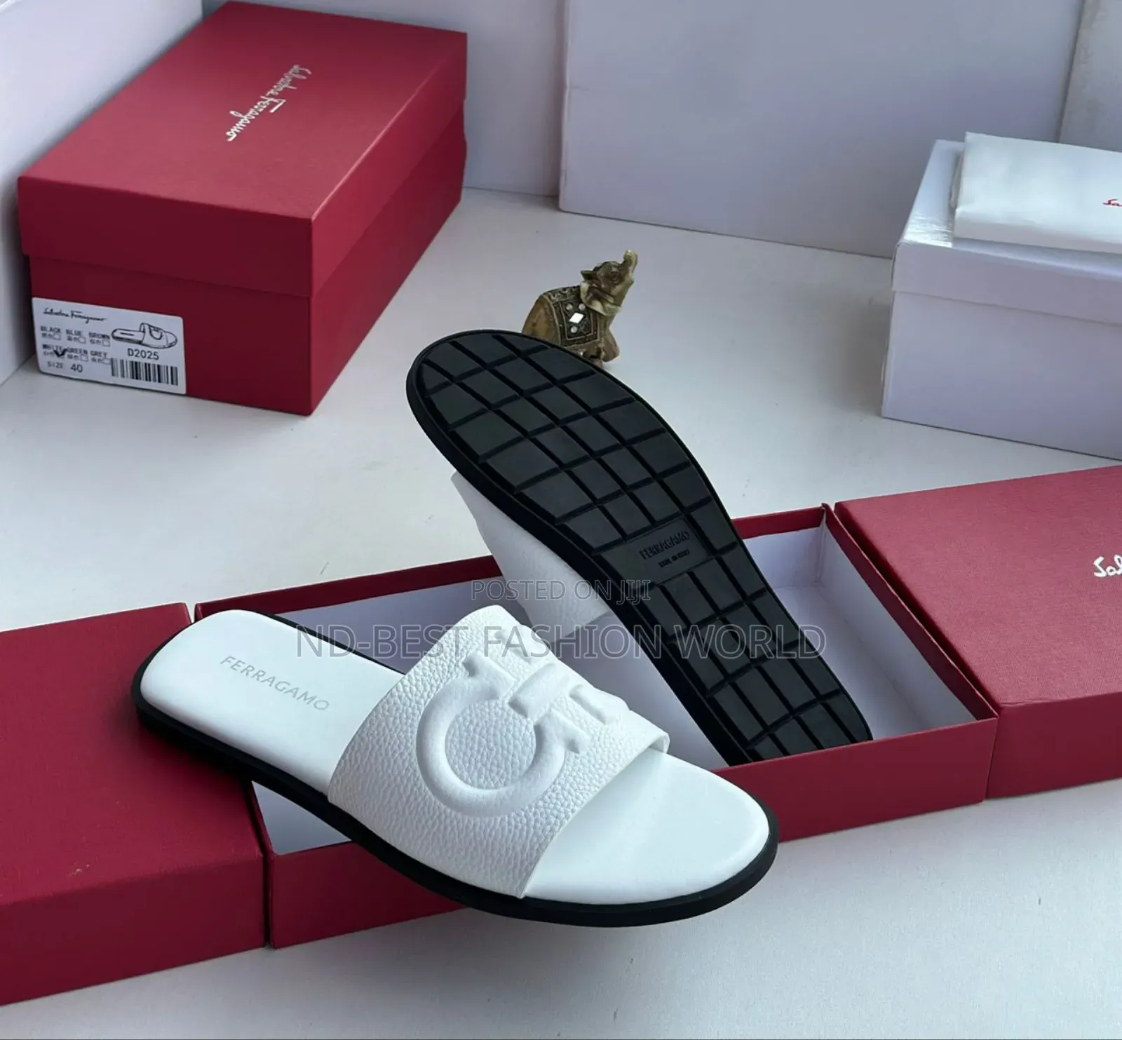 White Ferragamo Quality Slippers