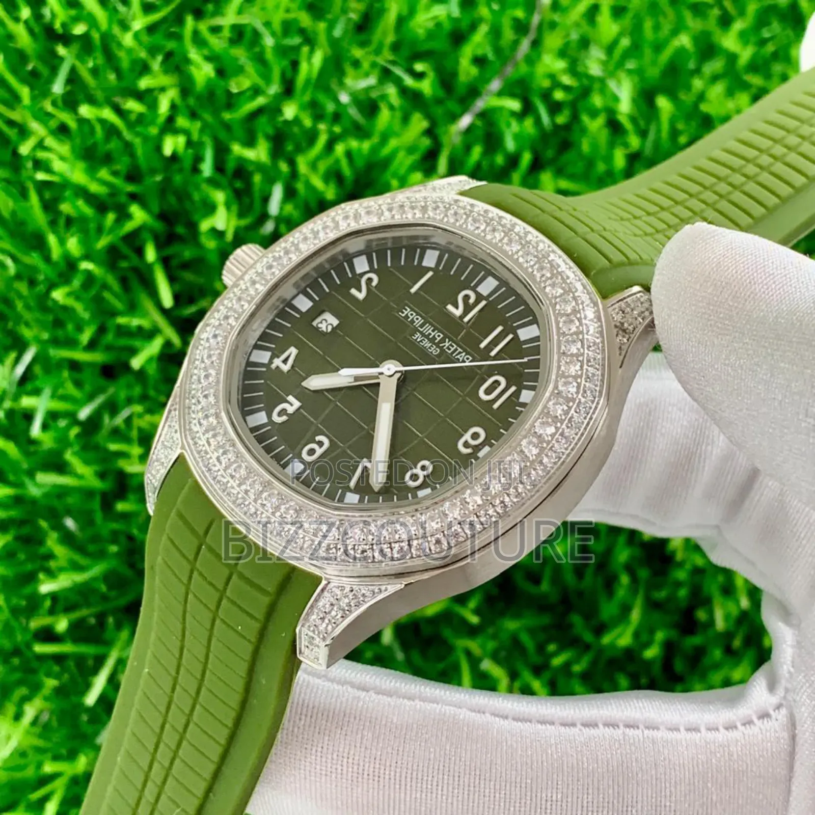 Original Patek Philippe Iced Green Stainless Steel Quartz Watch