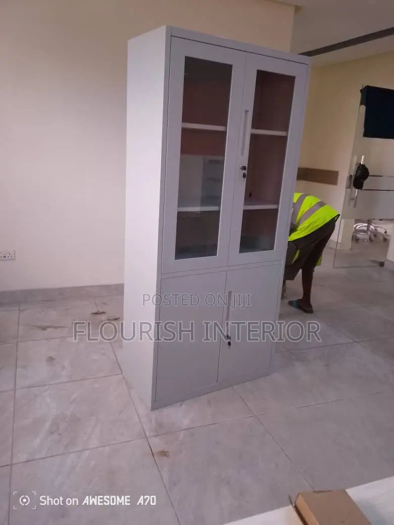 Quality Imported Office Half Glass and Half Metal Cabinet