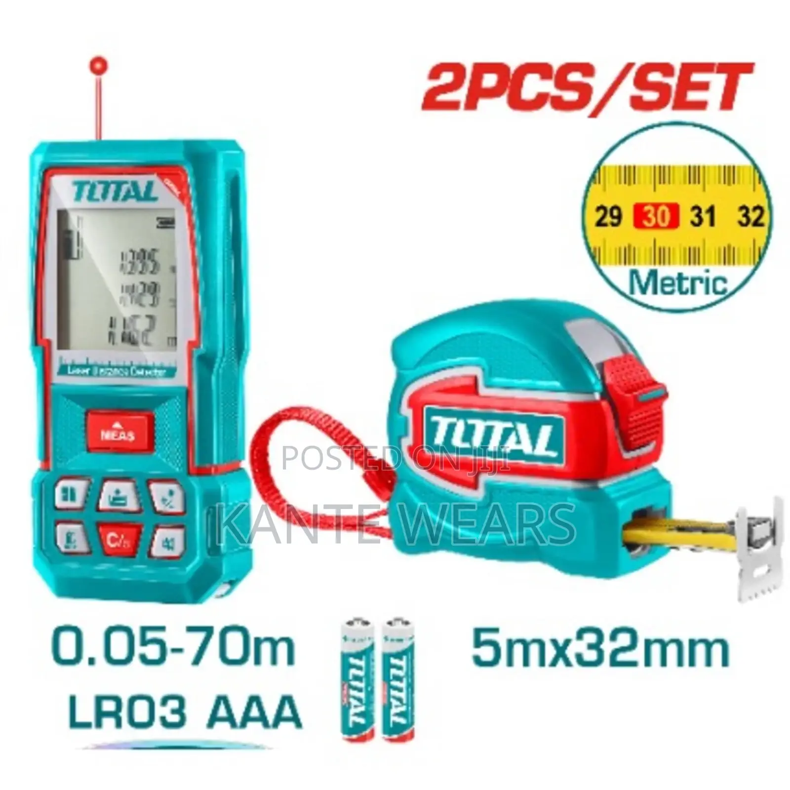 Total Distance Laser Meter 70m With 5m Steel Tape