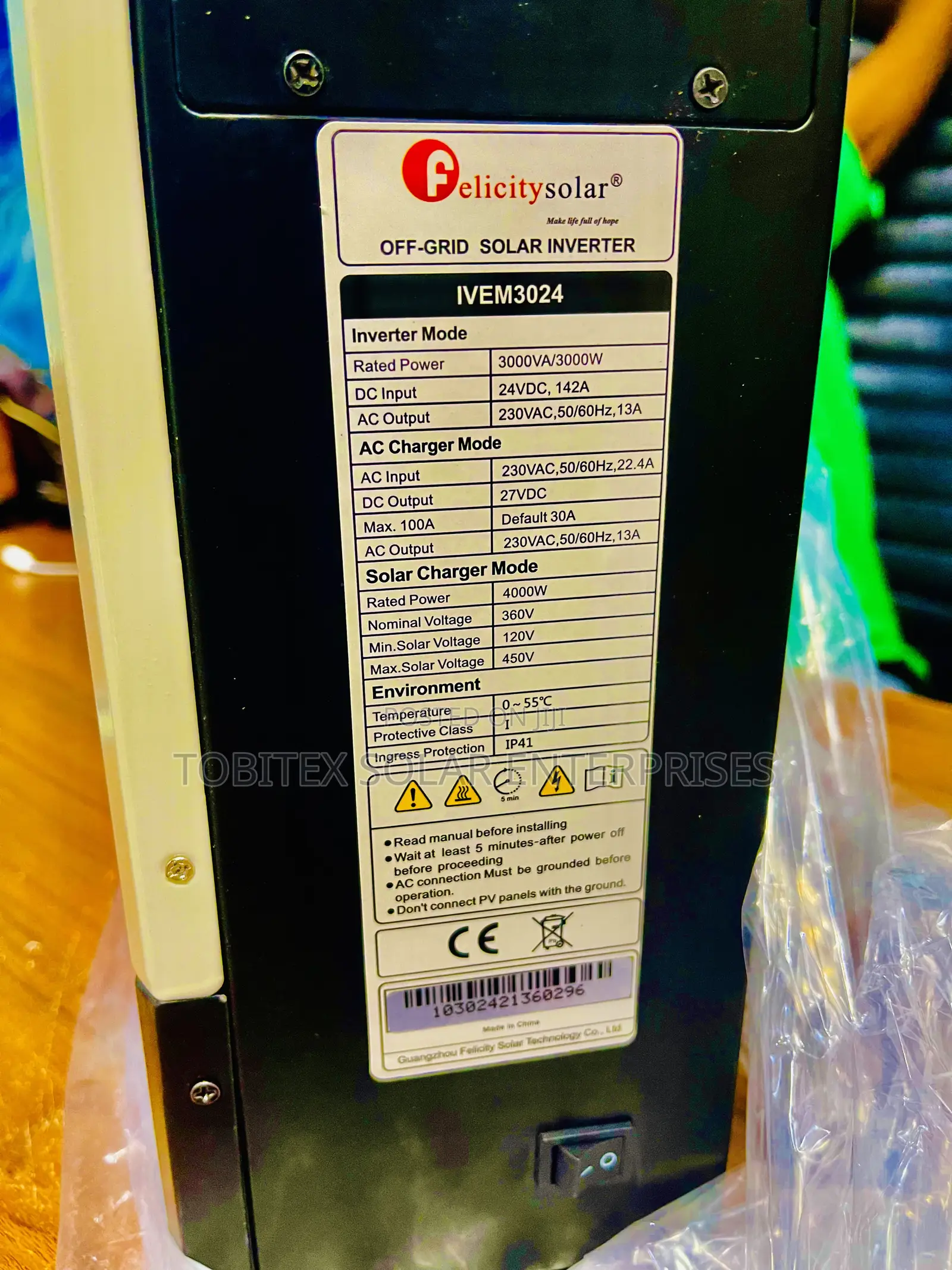 Felicity Hybrid Solar Inverter 3kva 24v