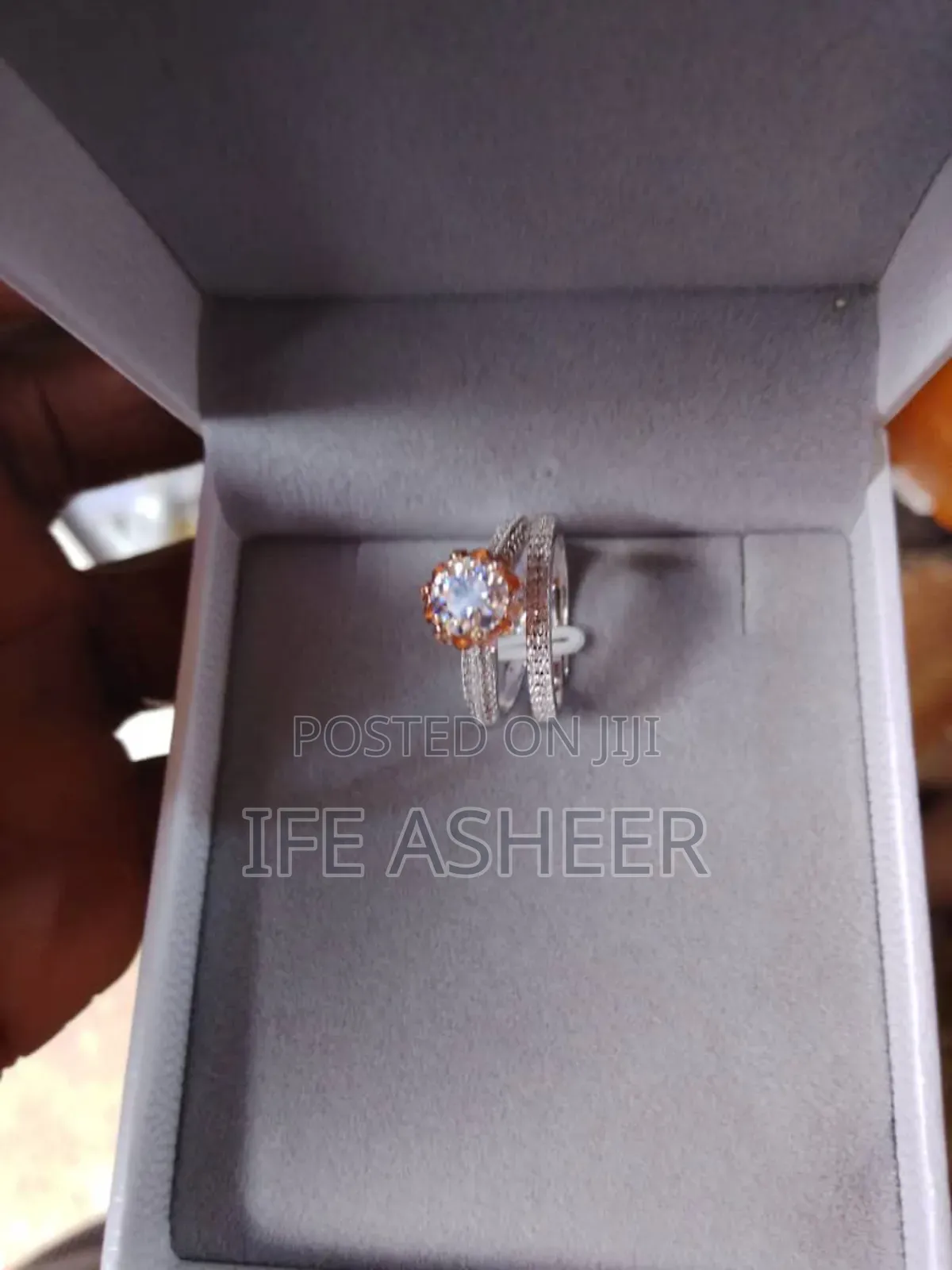 Set Of Mossanite Diamond Ring Silver & Gold Wedding Ring- 002