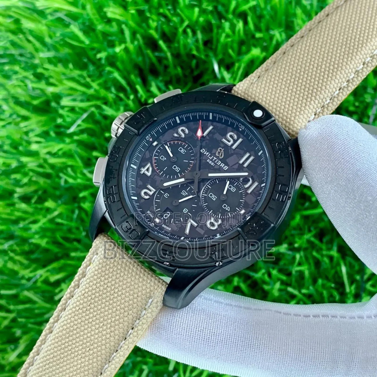Original Breitling Black Dial, Faux Leather, Calendar Quartz Watch