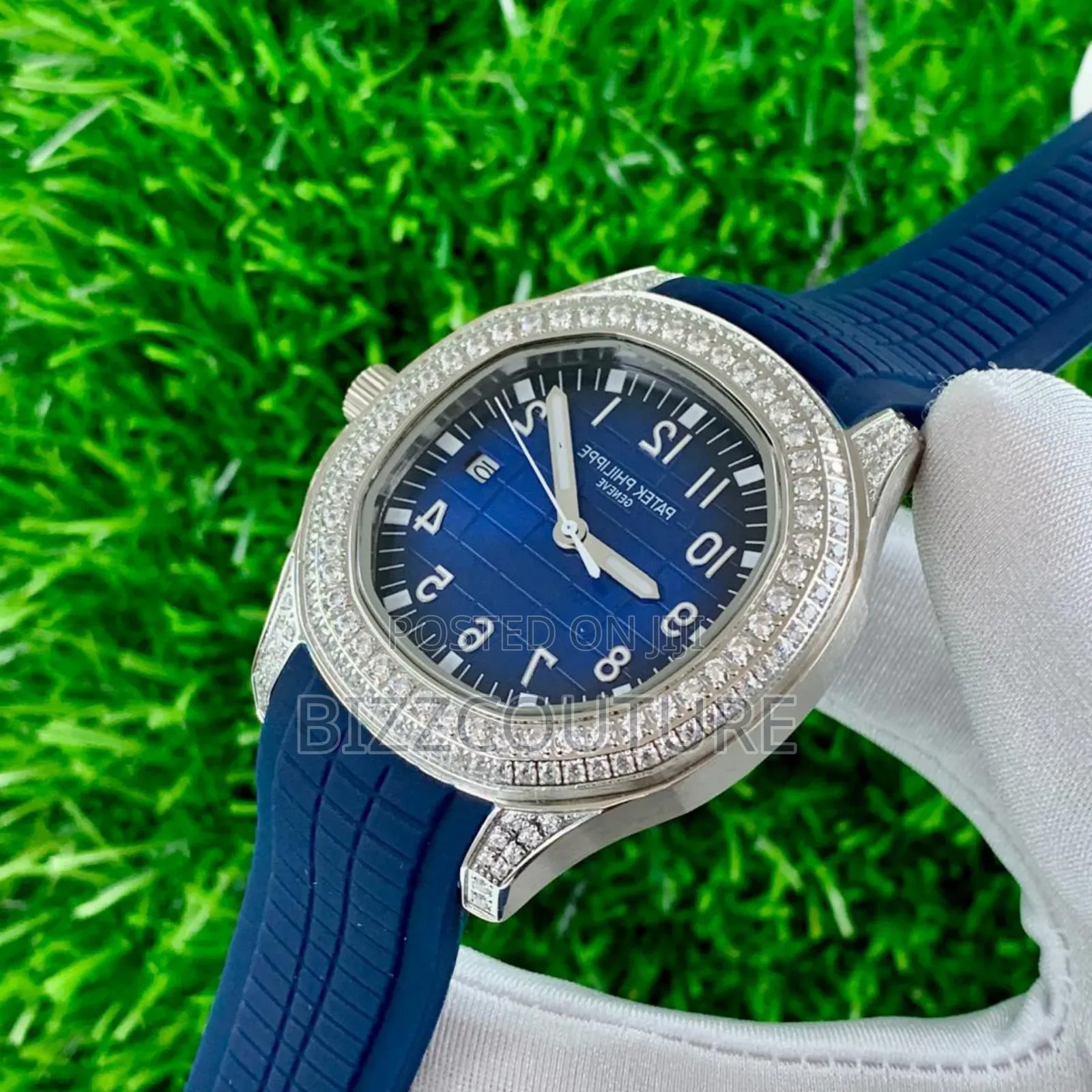 Original Patek Philippe Iced Blue Rubber Strap, Calendar Quartz Watch
