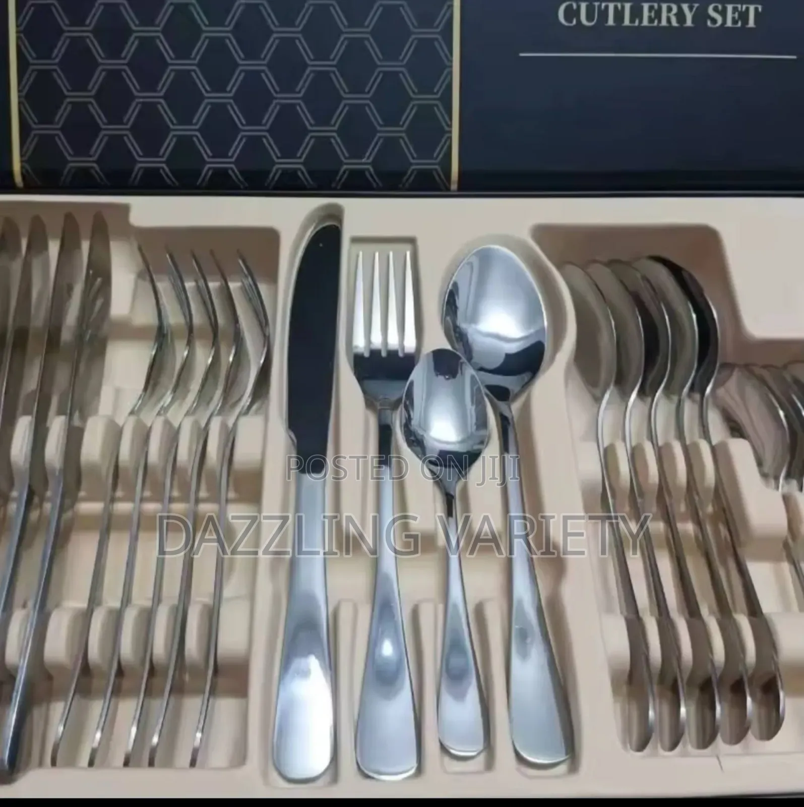24pcs Silver Cutlery Stainless Steel Set With Gift Box