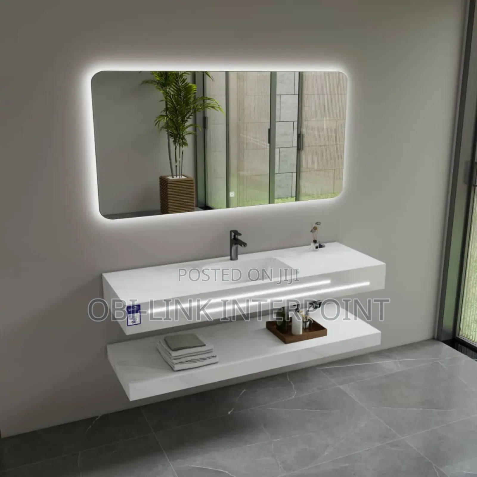 150cm Marble Cabinet Basin With Led Mirror