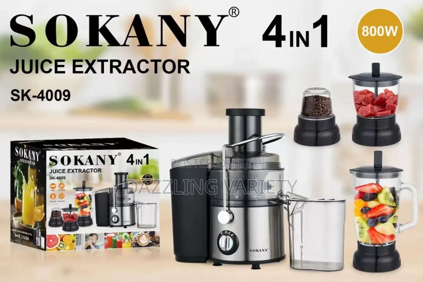 Sokany 4in1 Juice Extractor, Blender, Meat Mincer Coffee Grinder