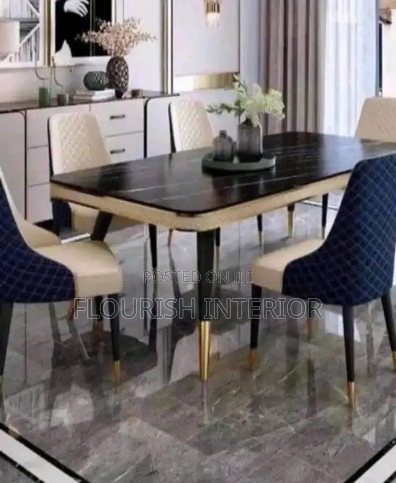 Imported Unique Luxury Quality Marble Dining Set by 6
