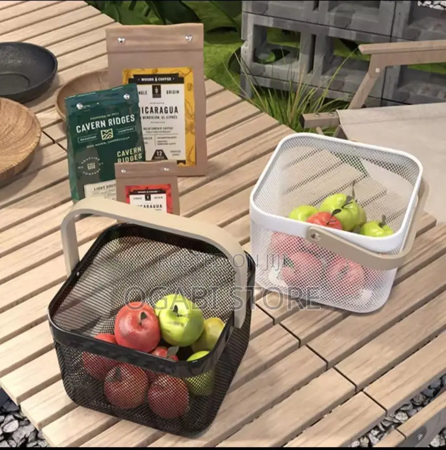 Storage Basket With Wooden Handle Small Size