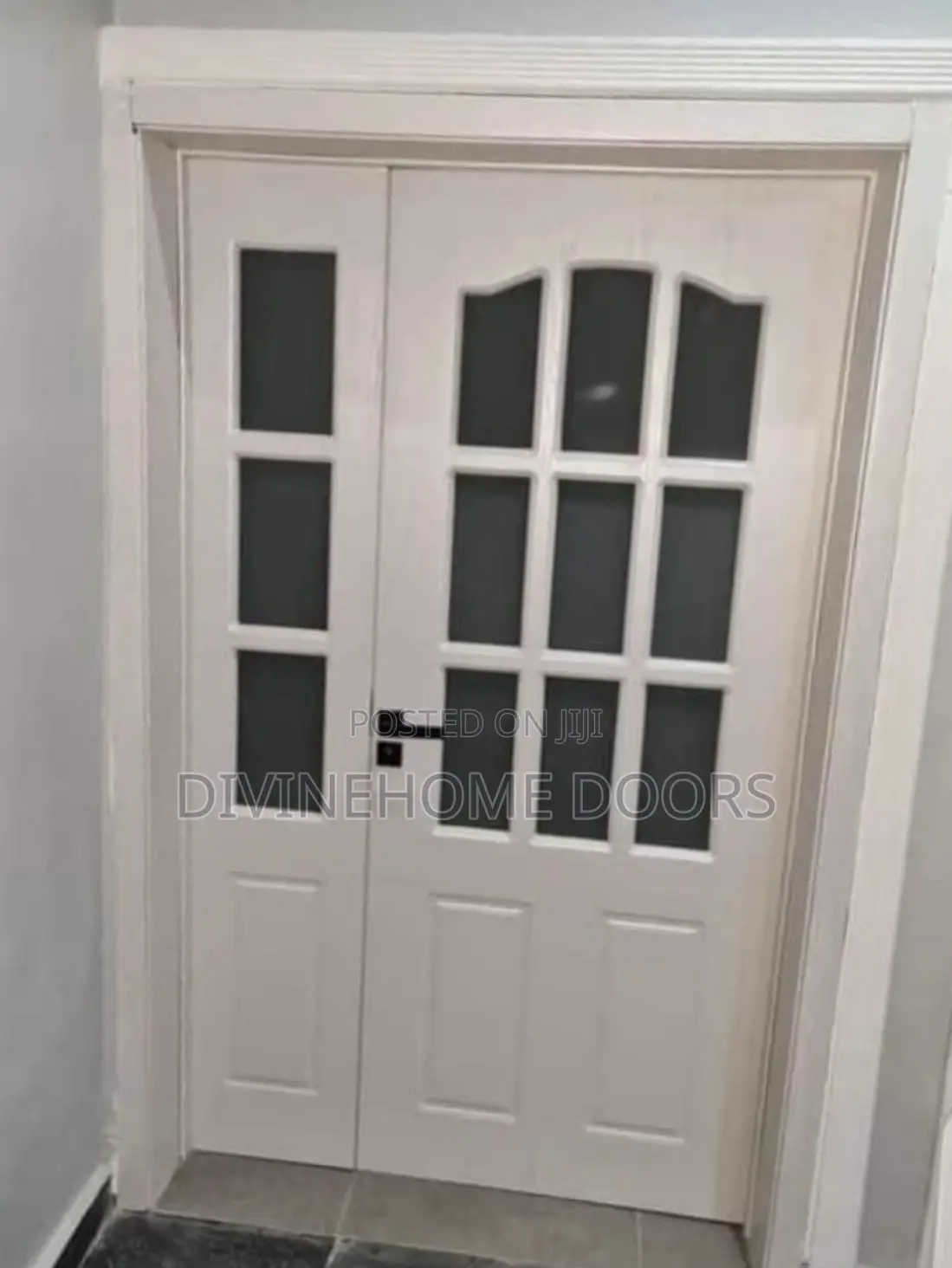 Black Glass on White Door