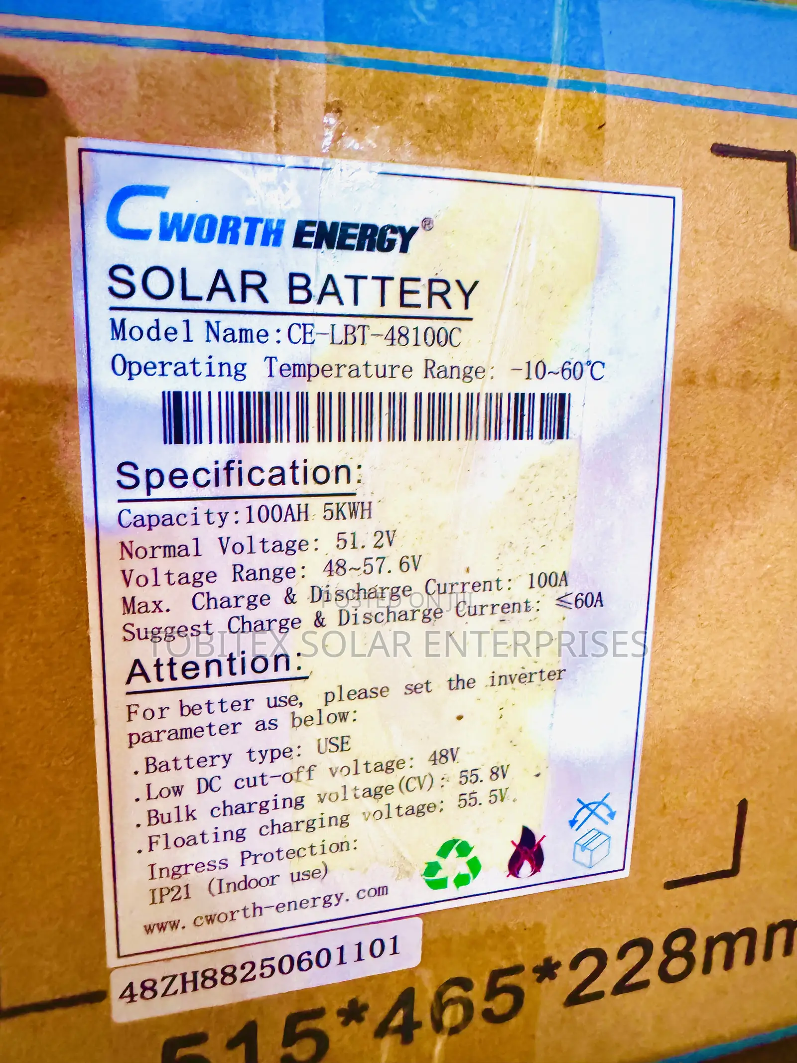 Cworth Energy Solar Power Lithium Batteries 5kwh