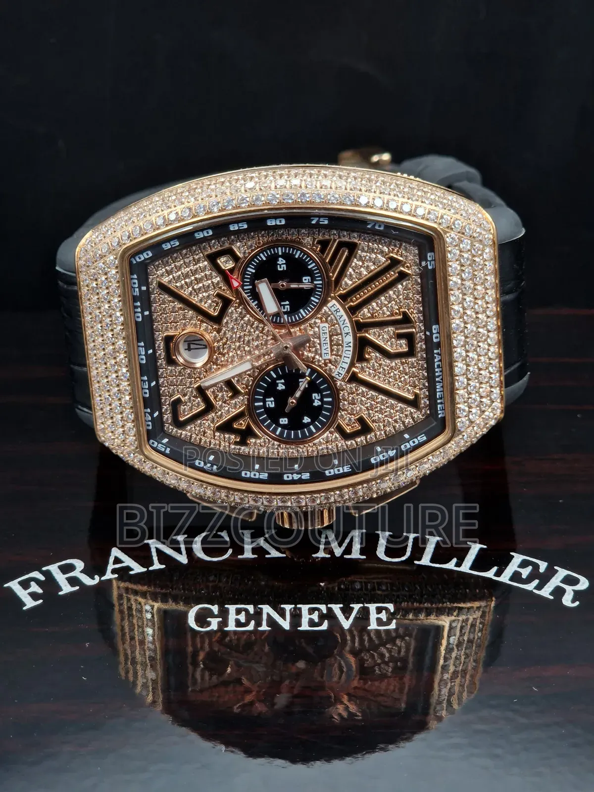 Original Franck Muller Iced Genuine Leather Strap, Calendar Watch