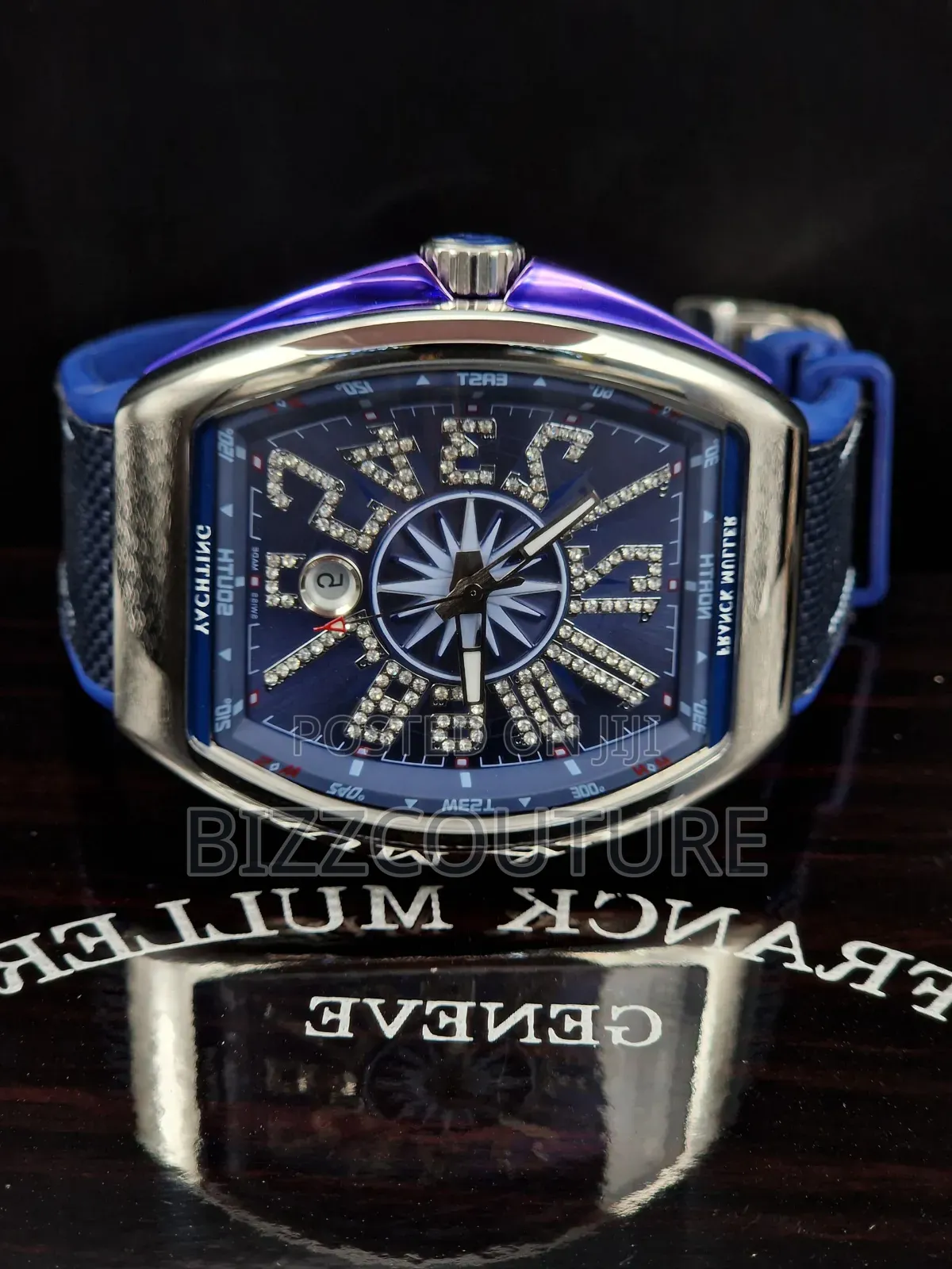 Original Franck Muller Blue Faux Leather Calendar Watch