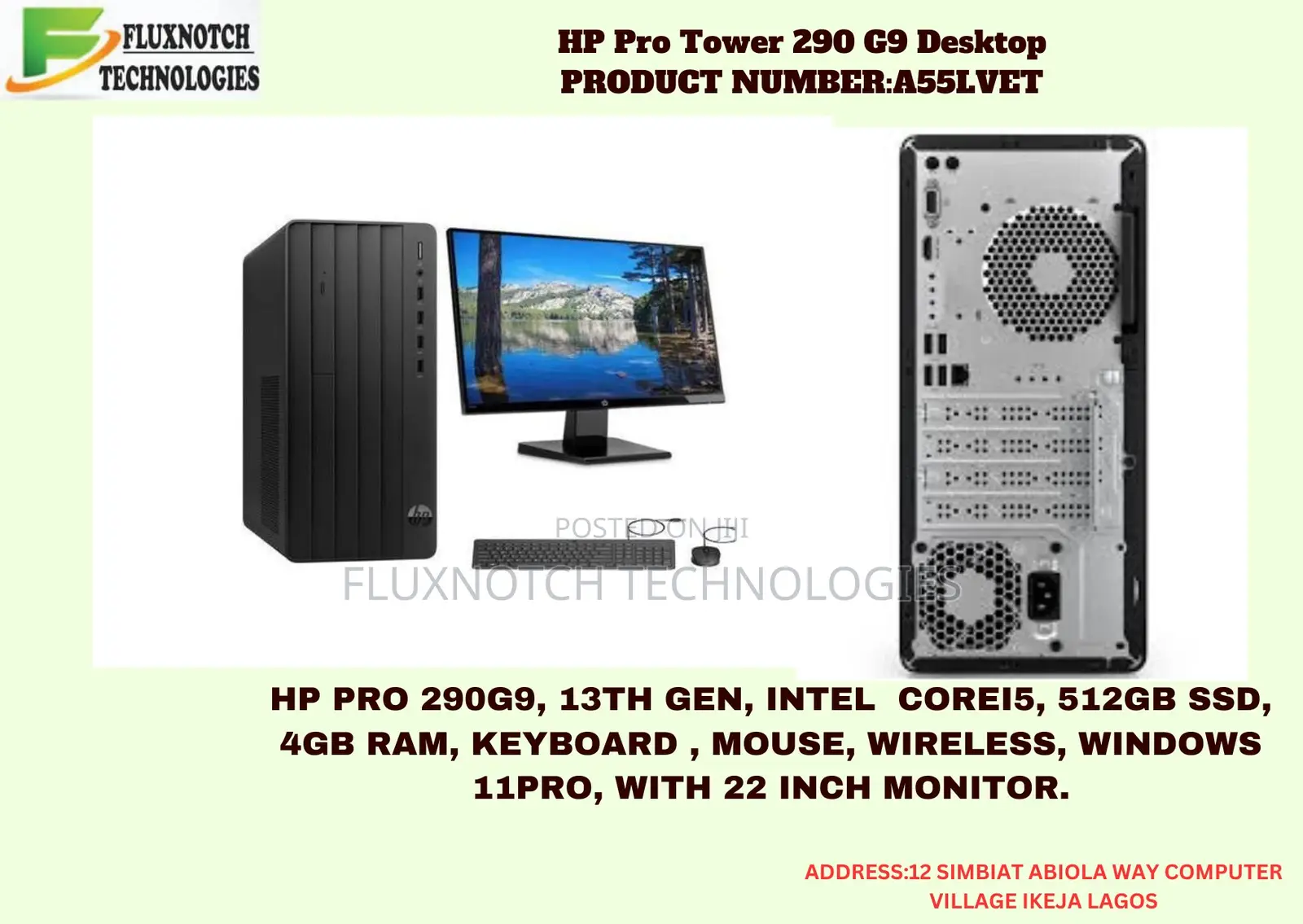 New Desktop Computer HP 290 G9 4GB Intel Core i5 SSD 512GB