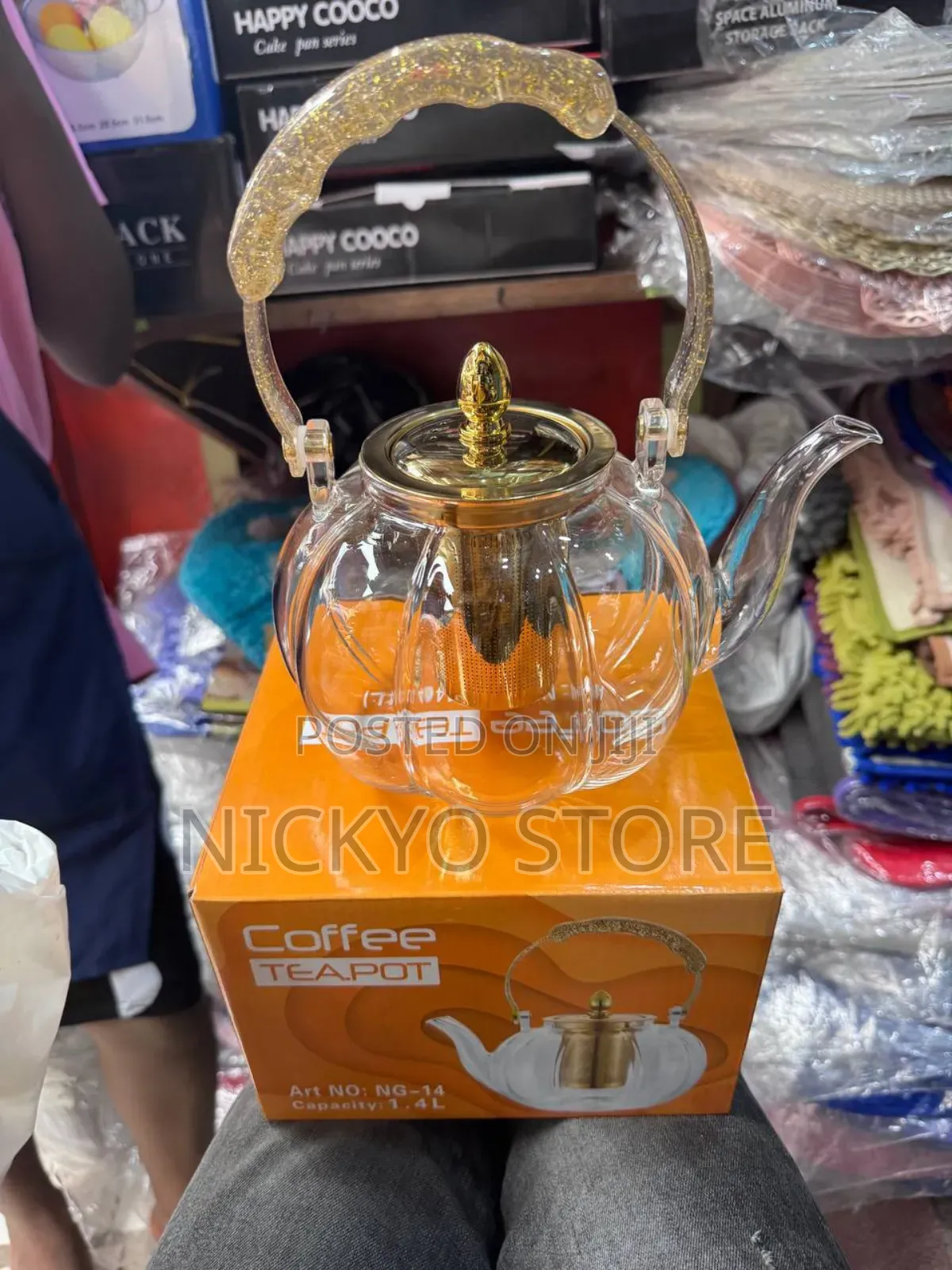 Glass Coffee Tea Pot With Metal