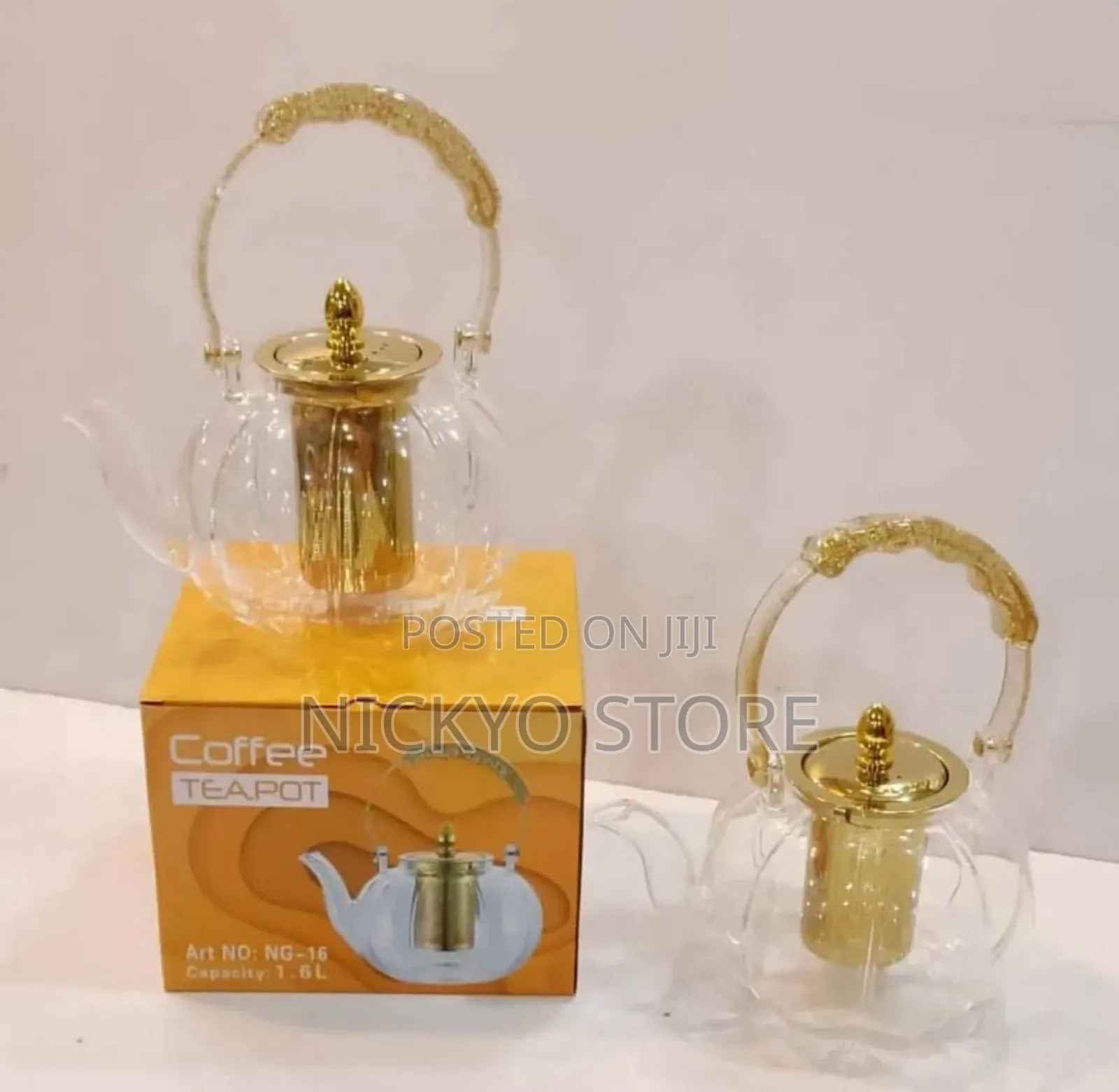 Glass Coffee Tea Pot With Metal