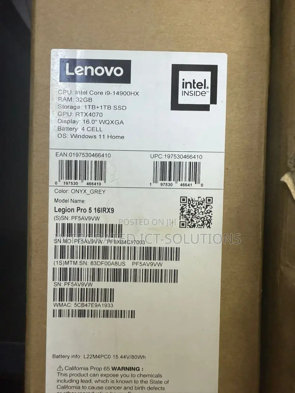 New Laptop Lenovo Legion 5 32GB Intel Core i9 SSD 2T