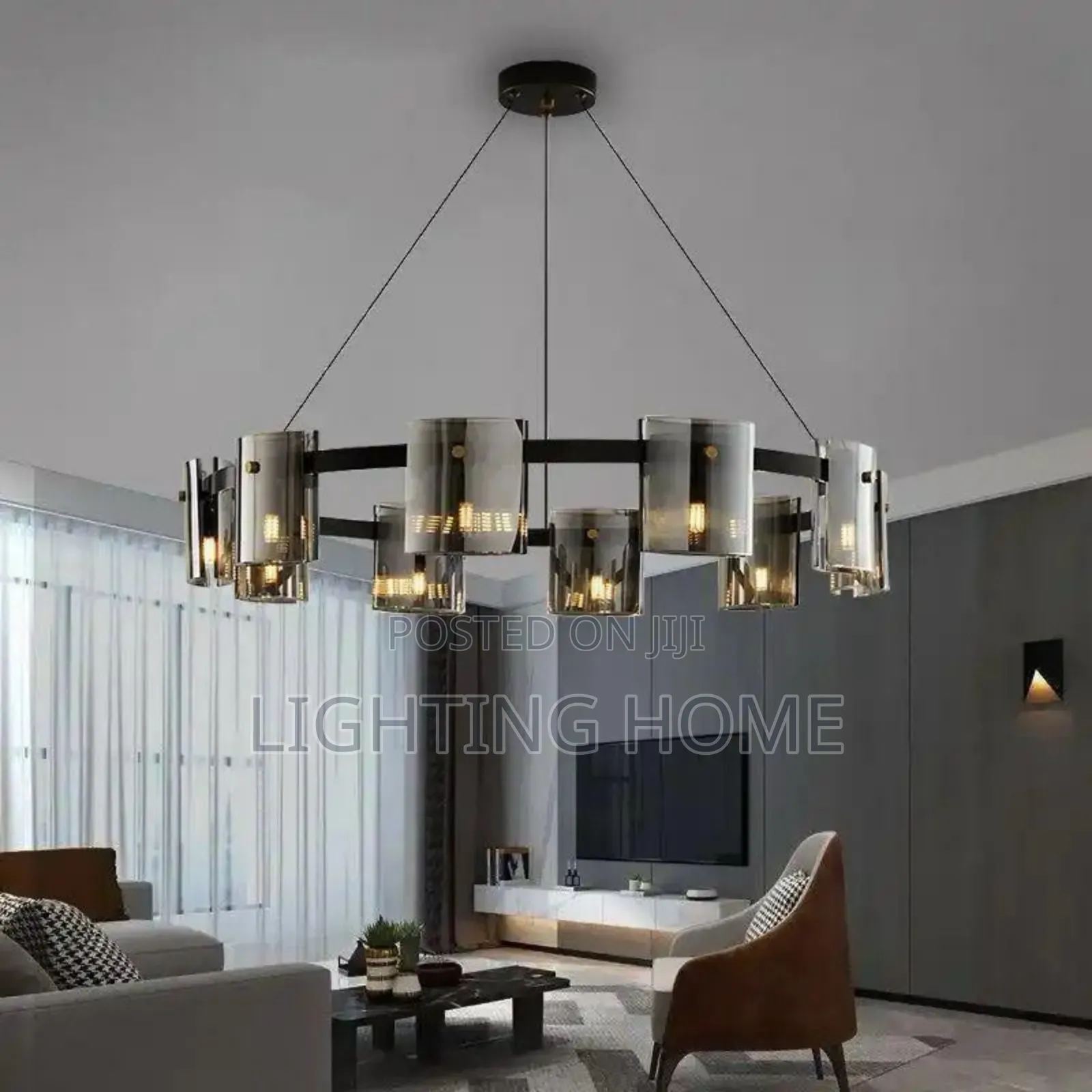 Smoky Glass Chandelier Light By 600mm