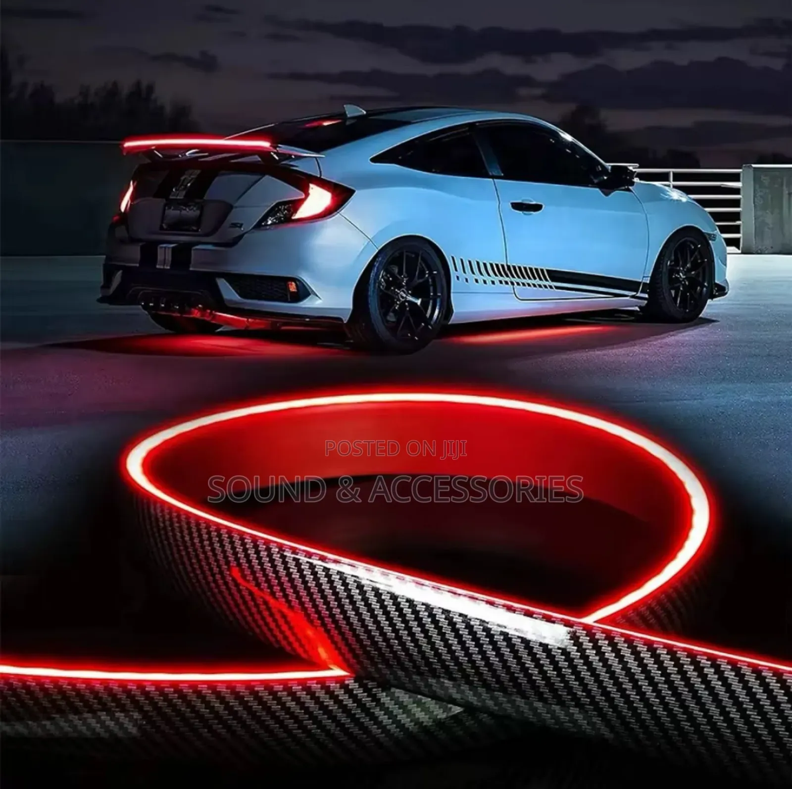 Car 12v Universal Rear Wing Carbon Fibre Led Tailgate(Spoiler)