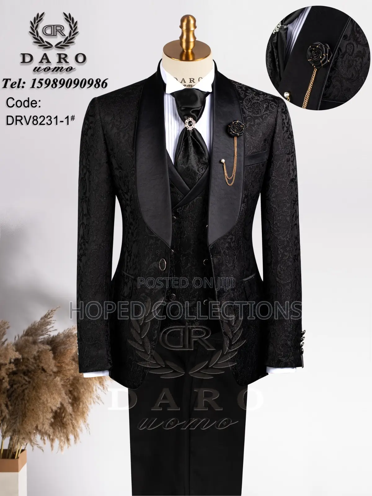 Black Daro 3pcs Fashion Suit