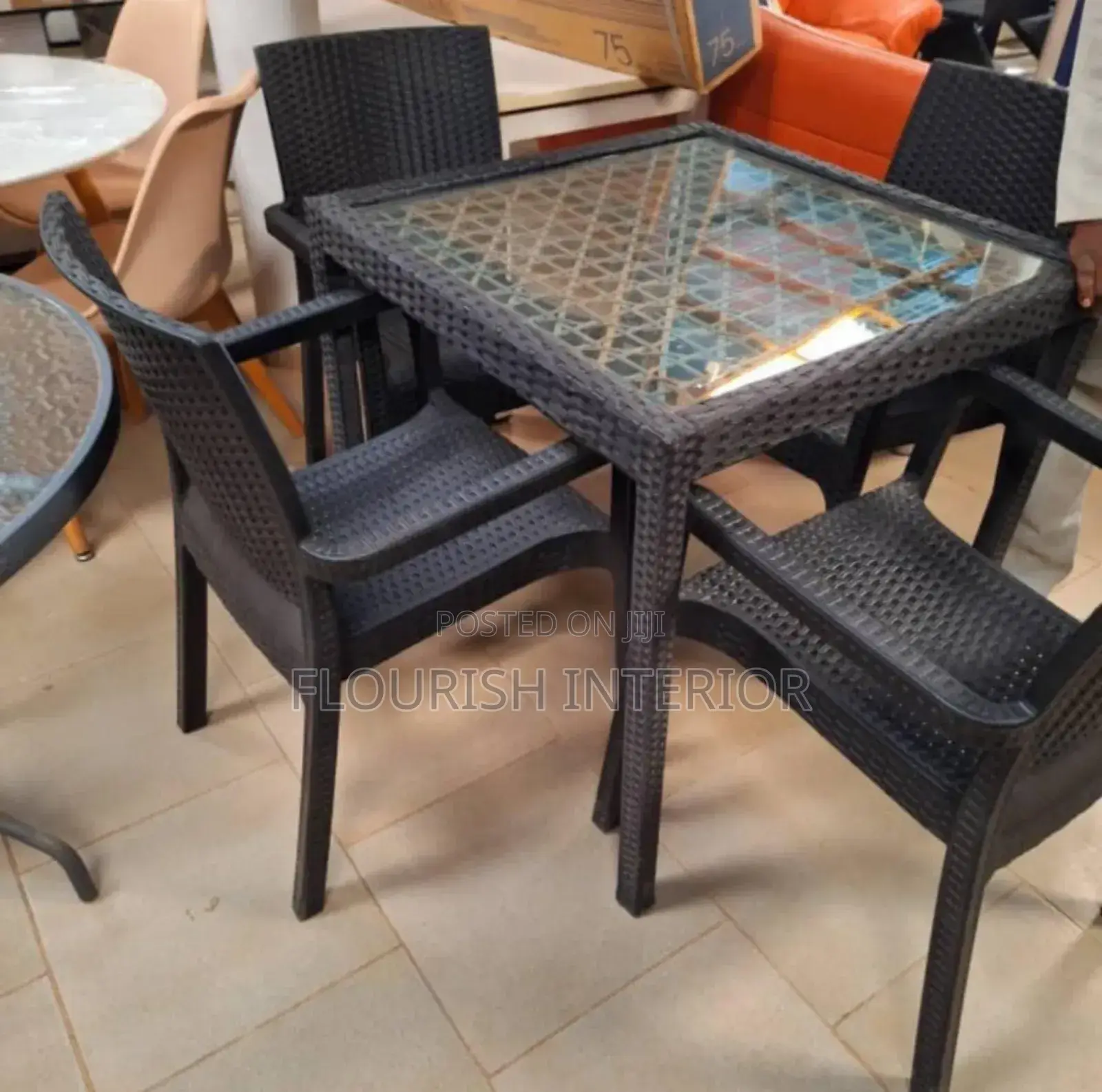 Outdoor Quality Standard Rattan Plastics Chair Set.