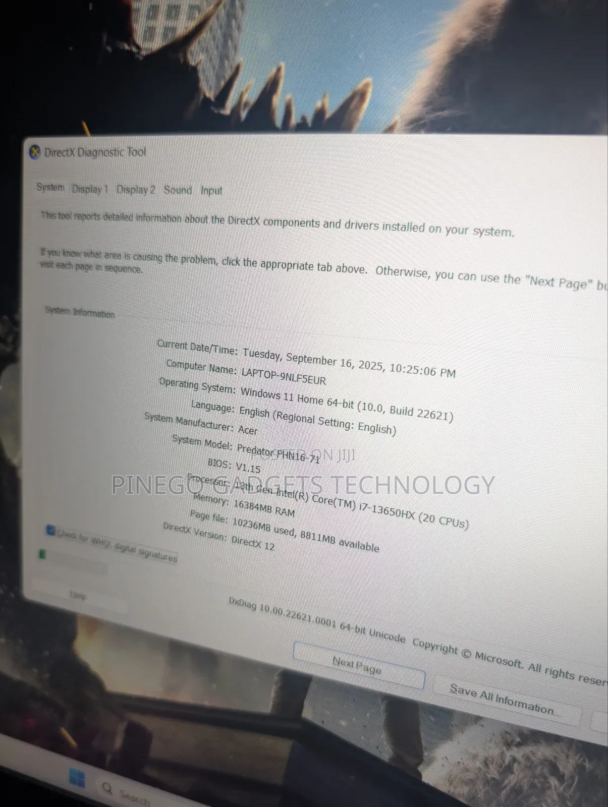 Laptop Acer Predator Helios Neo 16 16GB Intel Core I7 SSD 512GB