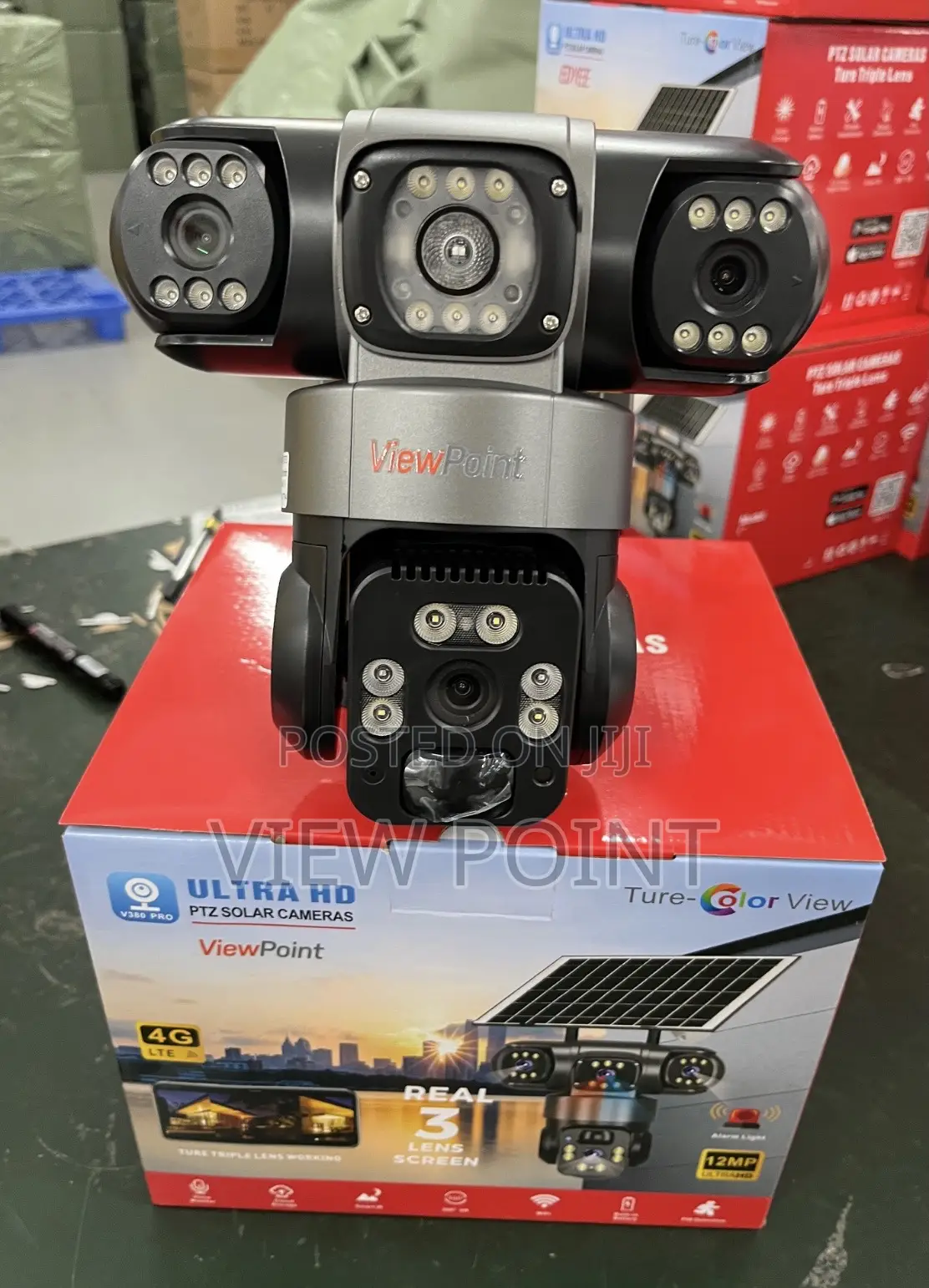 Solar-powered Complete 3 Lens Cctv Camera With 4k Ultra Hd