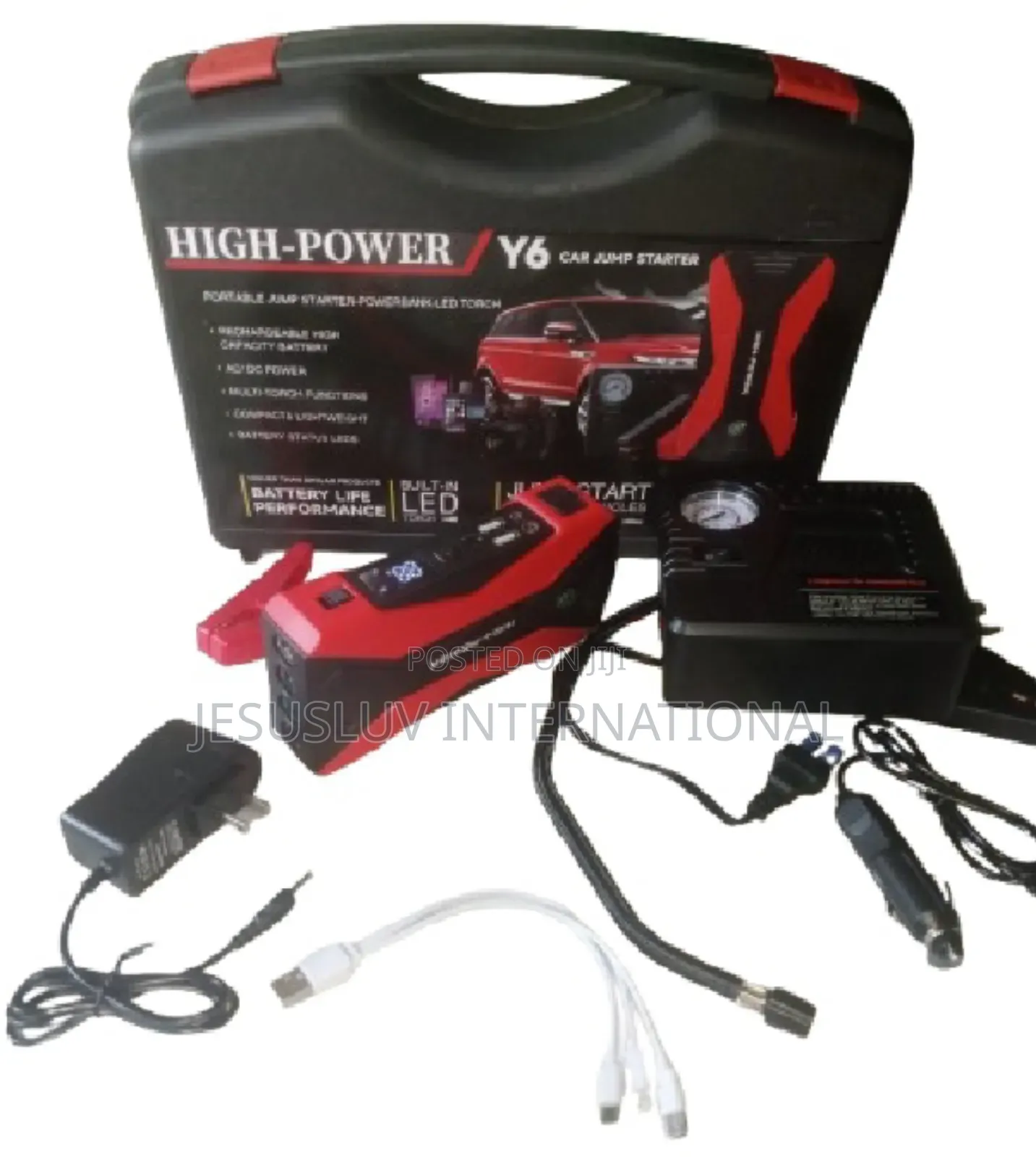 Digital Car Jump Starter Power Pack With Tire Inflator 12v