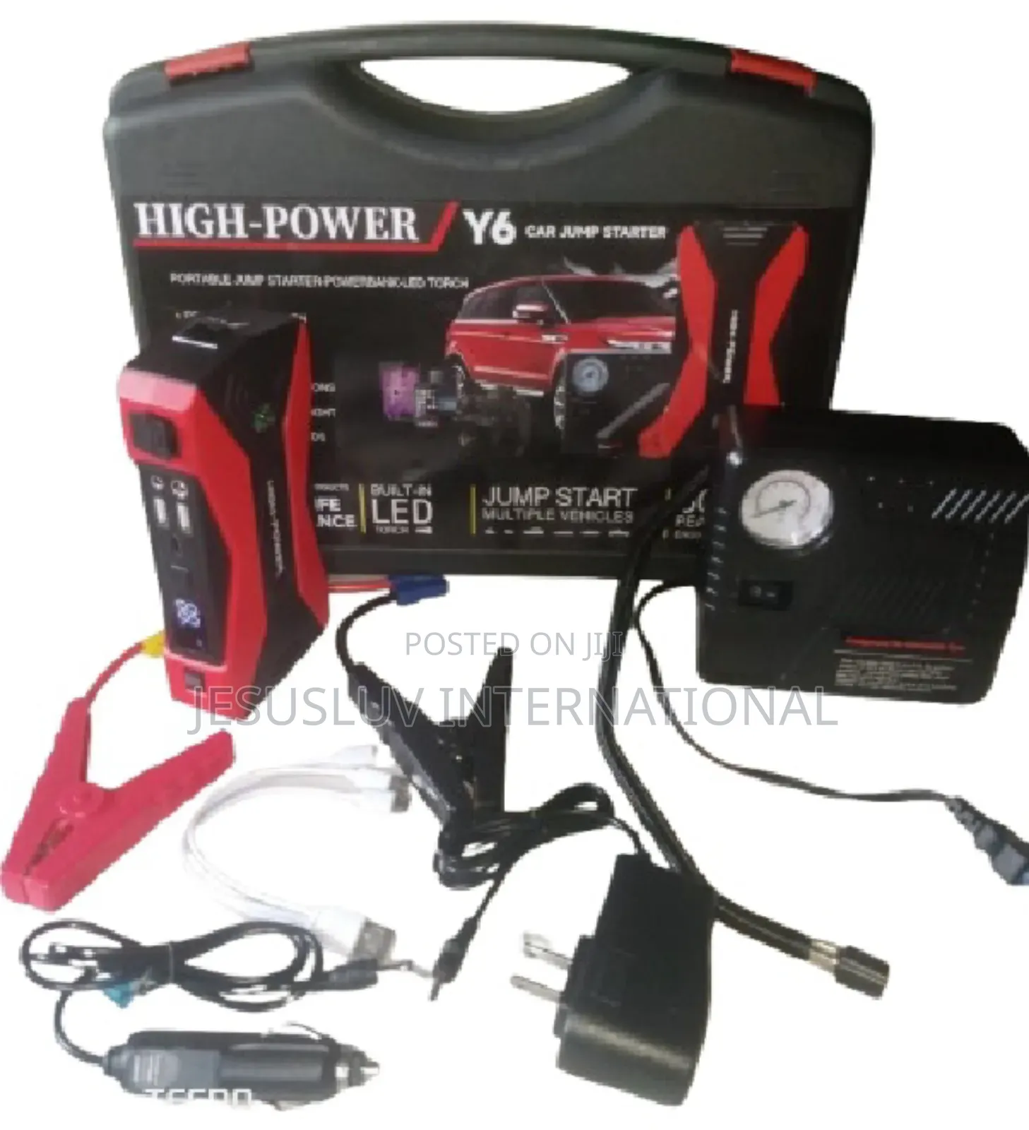 Y6 Jump Starter Tire Inflator for Large -Small Vehicle 12v-Digital