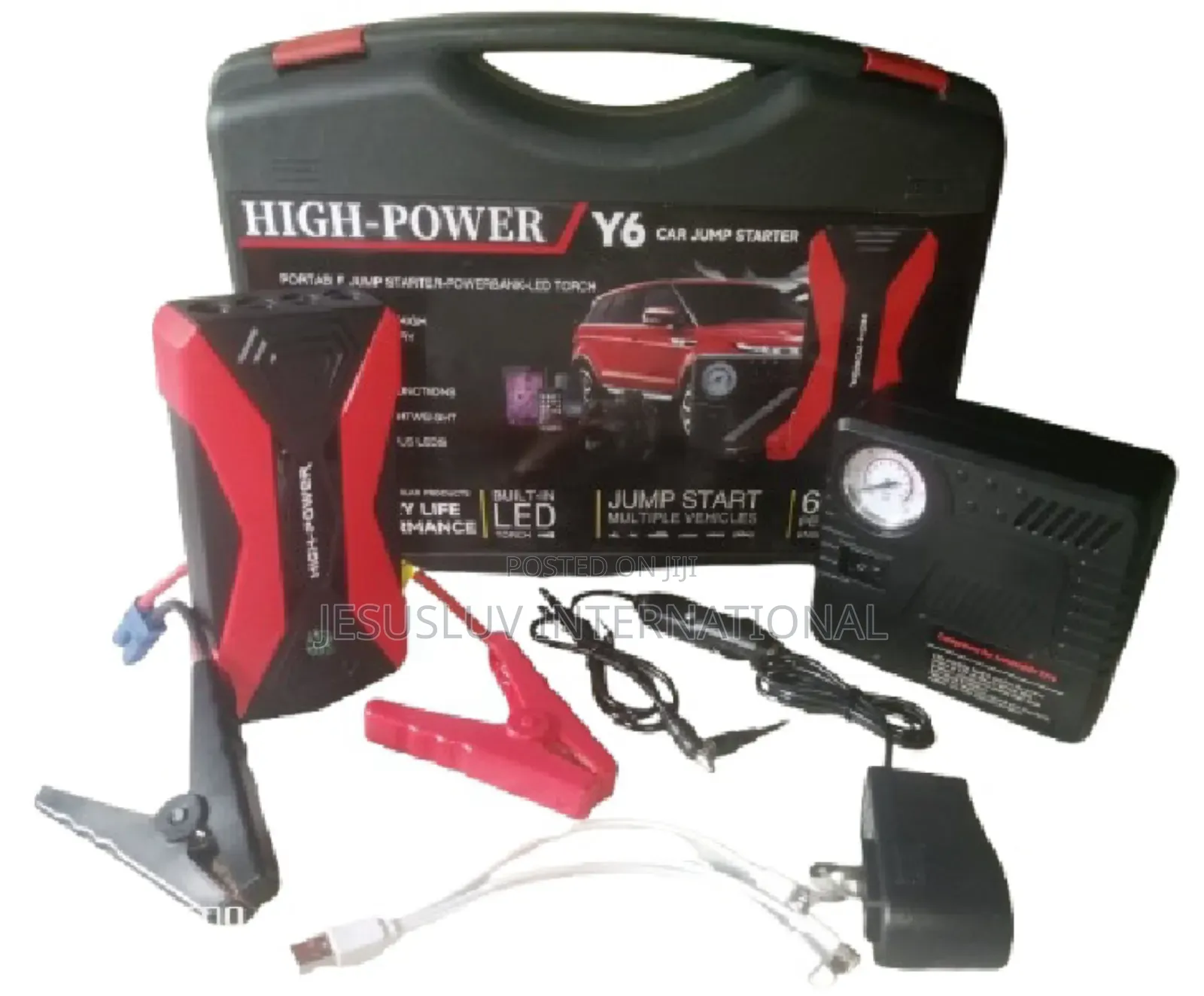 Y6 Jump Starter Tire Inflator for Large -Small Vehicle 12v-Digital