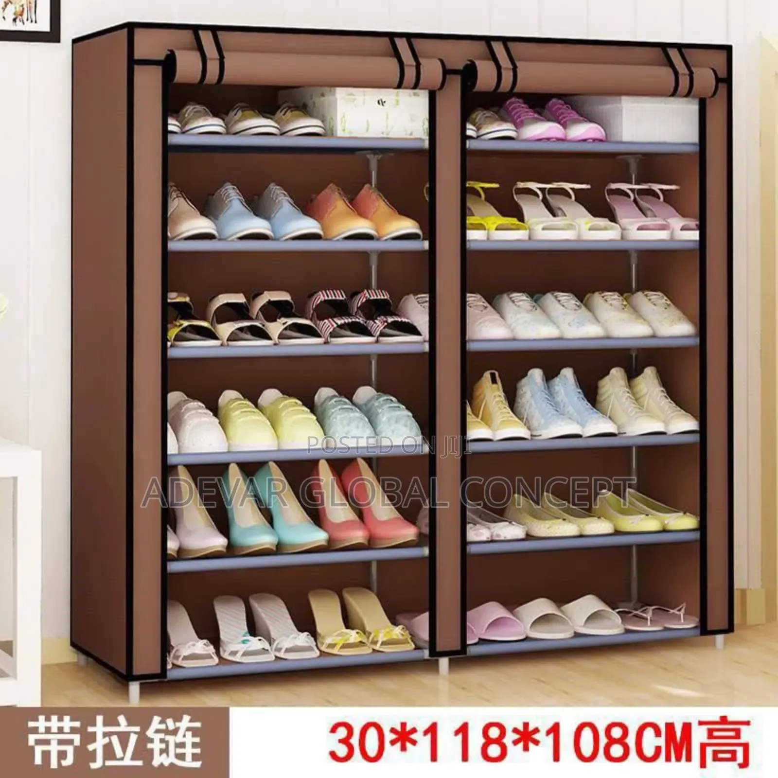 6 Tiers Layers Double Layer Shoe Rack With Fabric Cover